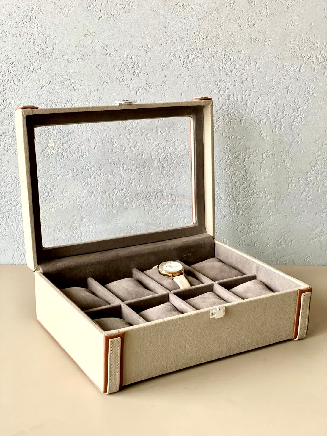 Naples Taupe Watch Box - 8 Slots