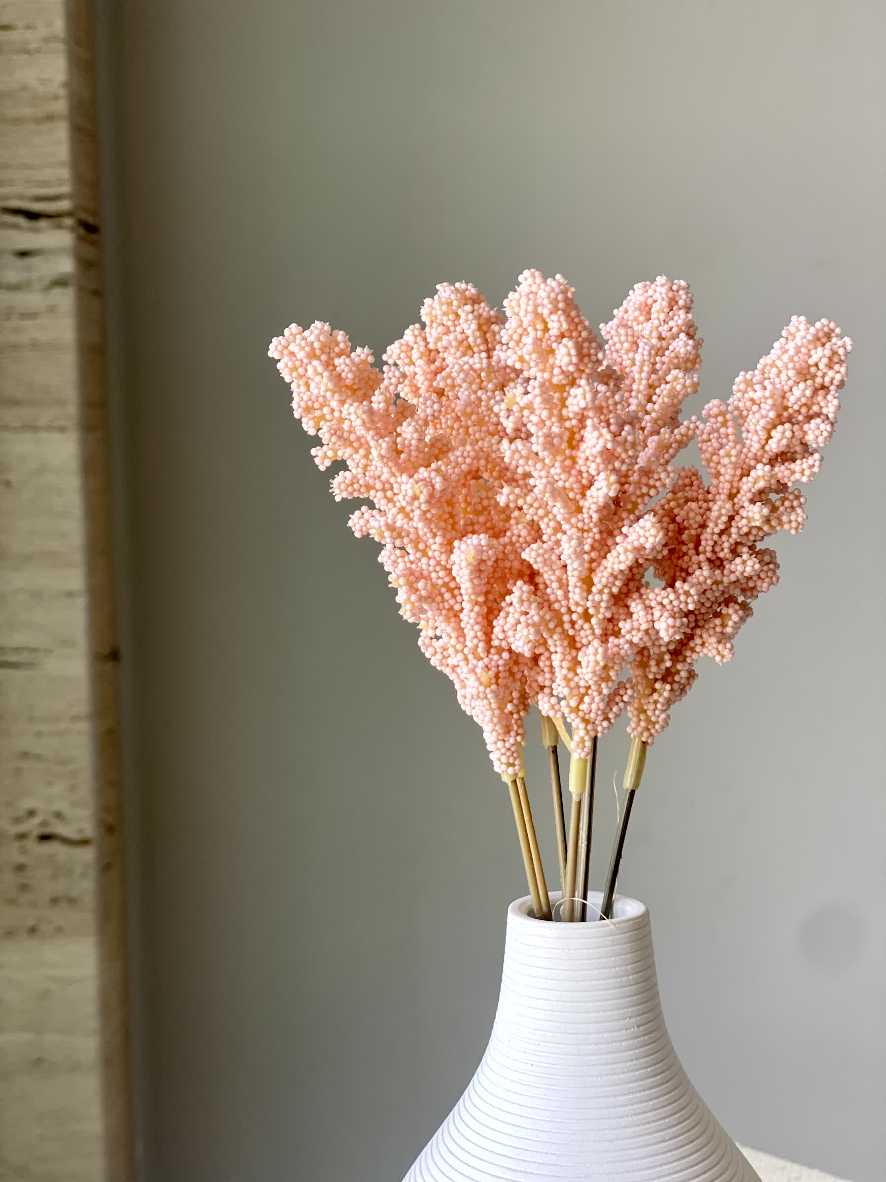 Artificial Wheat Ear Bunch  -  Pink (One Stem)