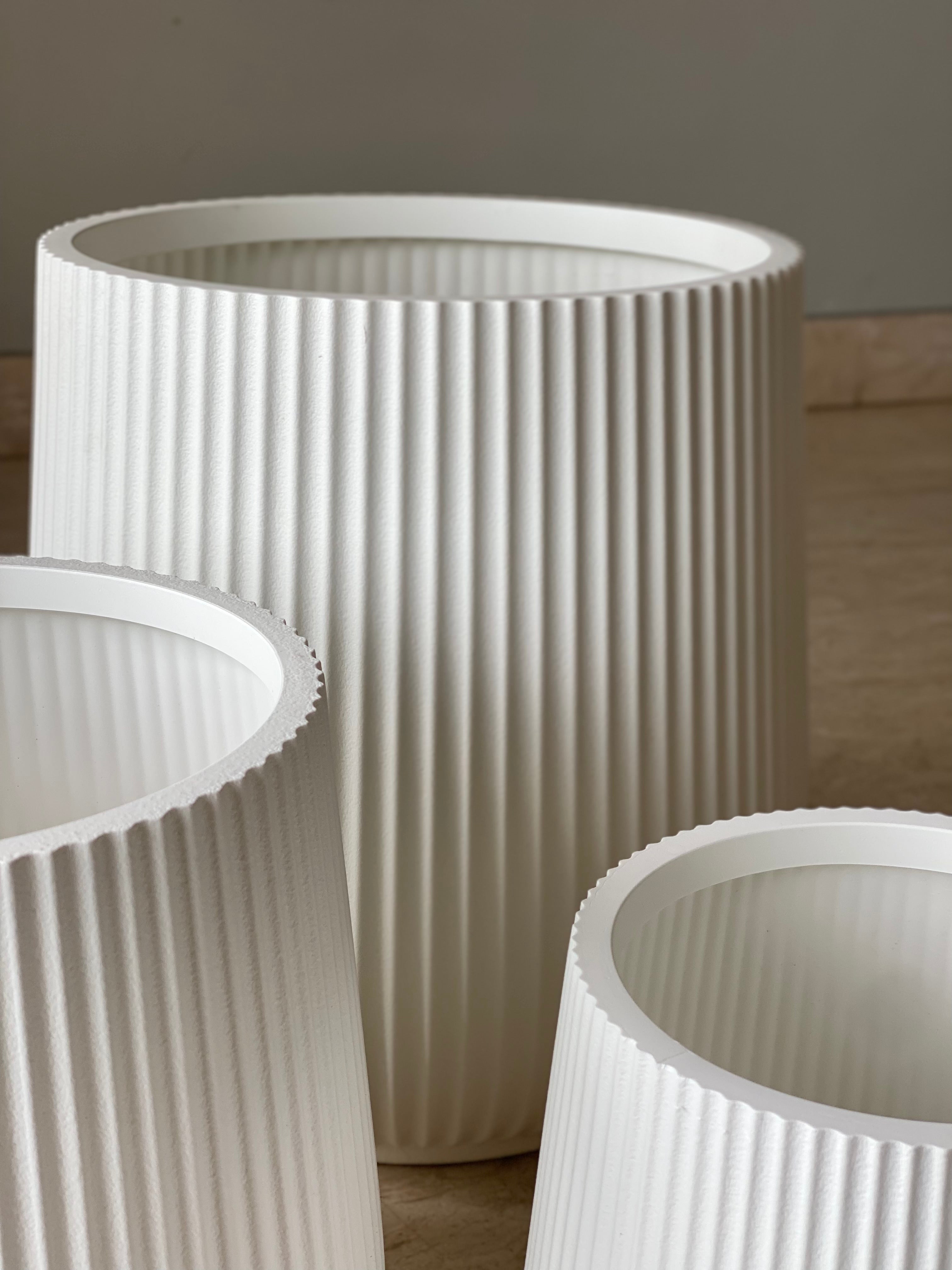 Luna Fluted Planter - White