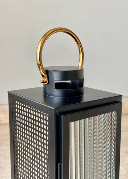 Vellora Black &amp; Gold Lantern - Medium