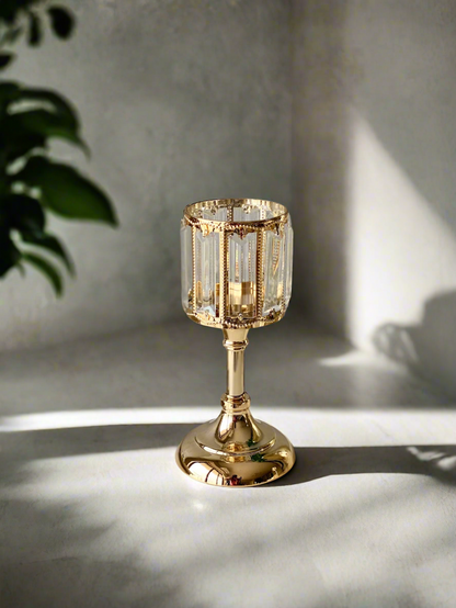 Ornate Gold Crystal Candle Holder - Small