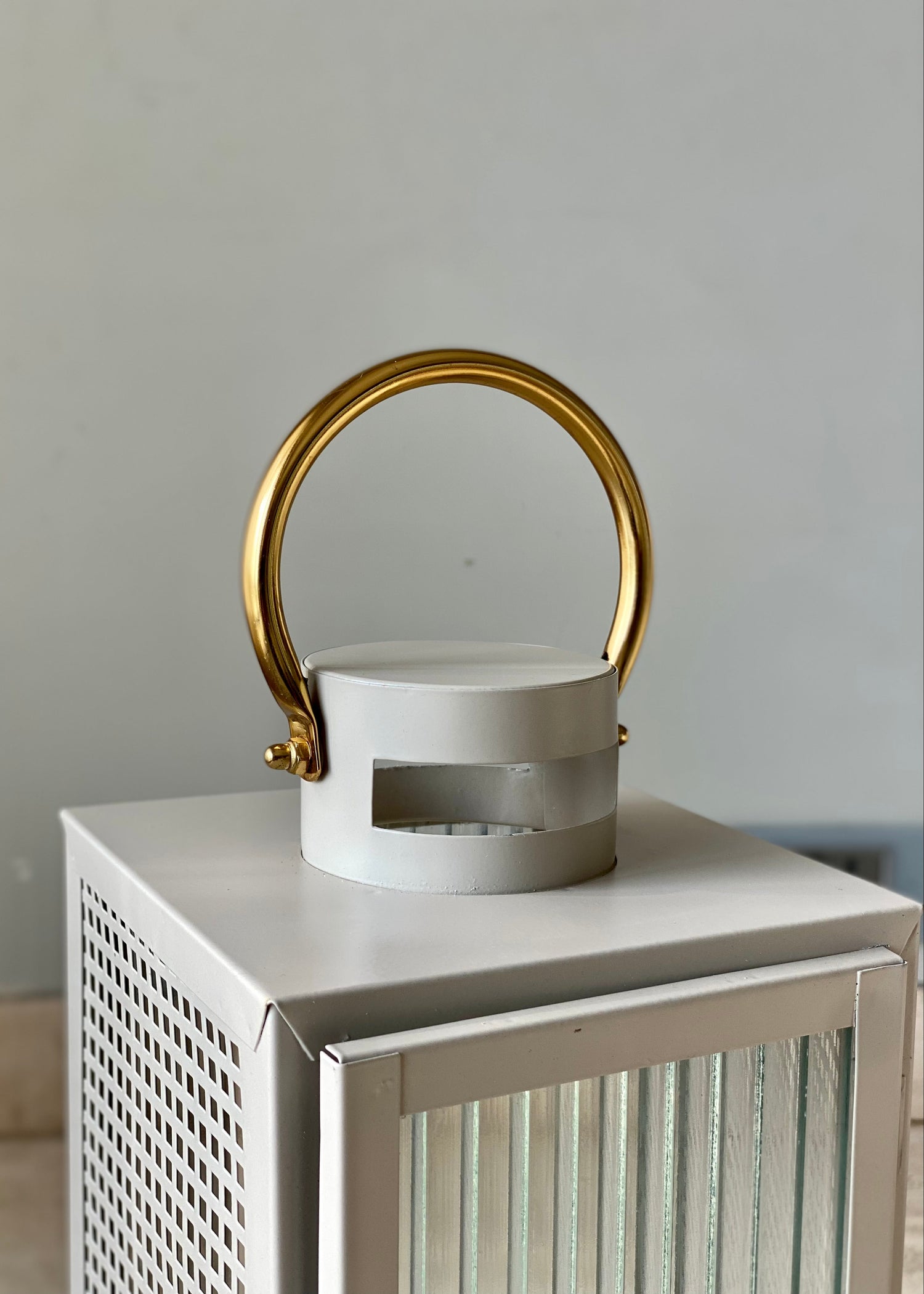 Vellora Beige &amp; Gold Lantern - Large