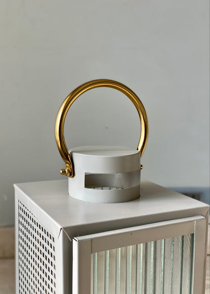 Vellora Beige &amp; Gold Lantern - Large