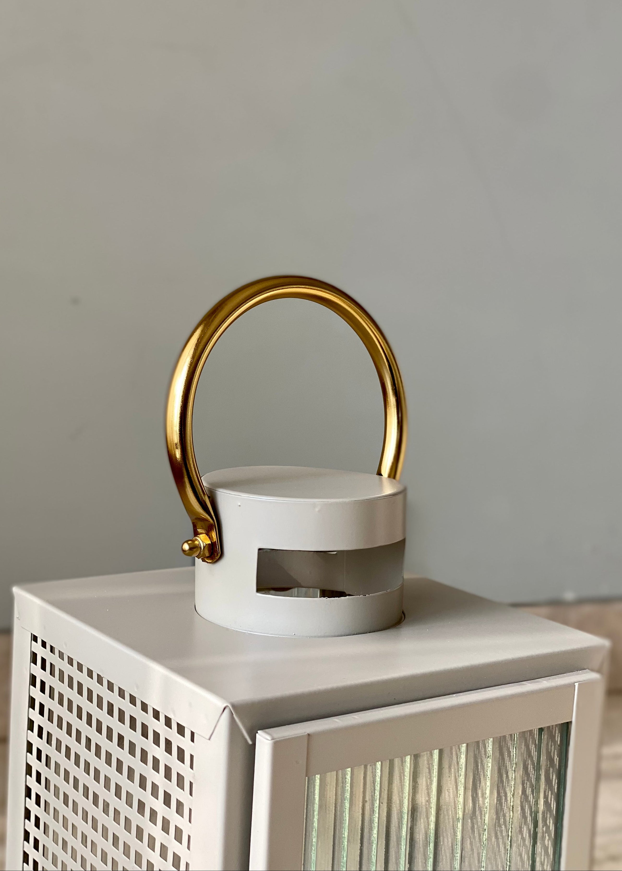 Vellora Beige &amp; Gold Lantern - Medium