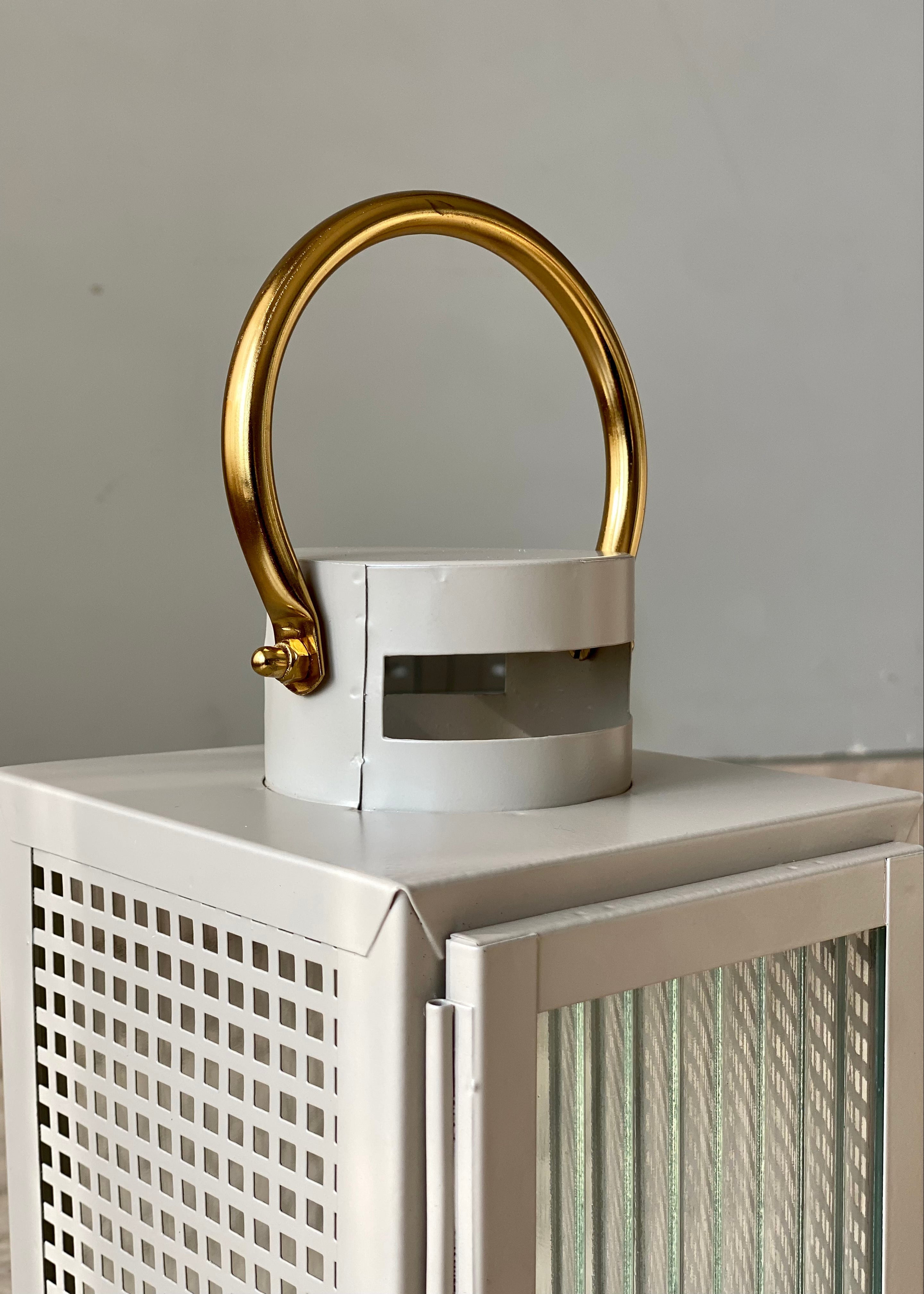 Vellora Beige &amp; Gold Lantern - Small