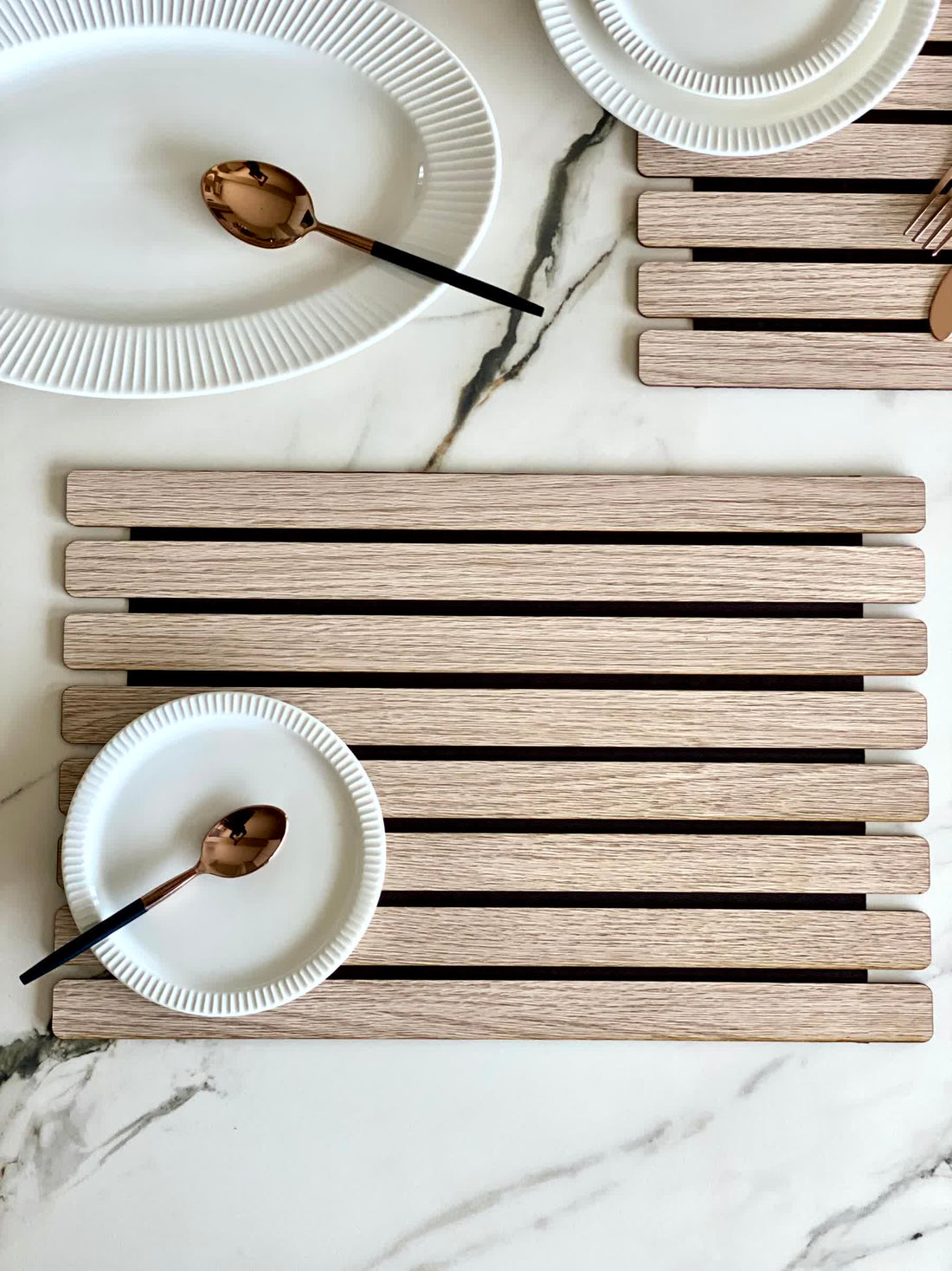 Elm Foldable Table Mats (Set of 2) - Cream