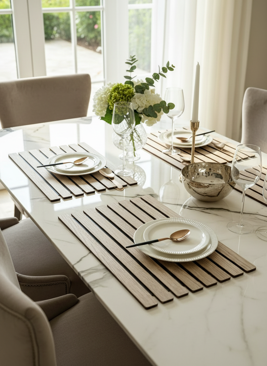 Elm Foldable Table Mats (Set of 2) - Cream