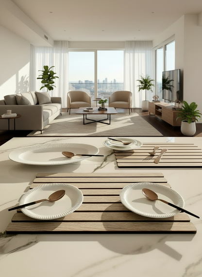 Elm Foldable Table Mats (Set of 2) - Cream