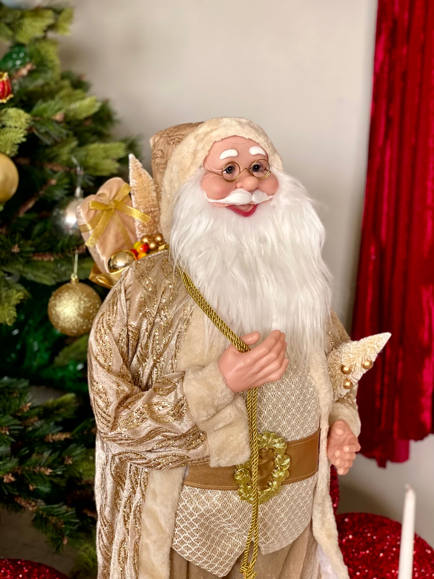 Christmas Jolly Santa Claus - 3 Feet (White and Gold)