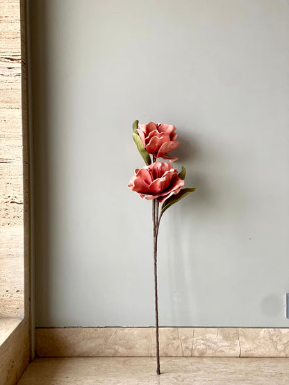 Artificial Blush Magnolia Stem - Coral (One Stem)