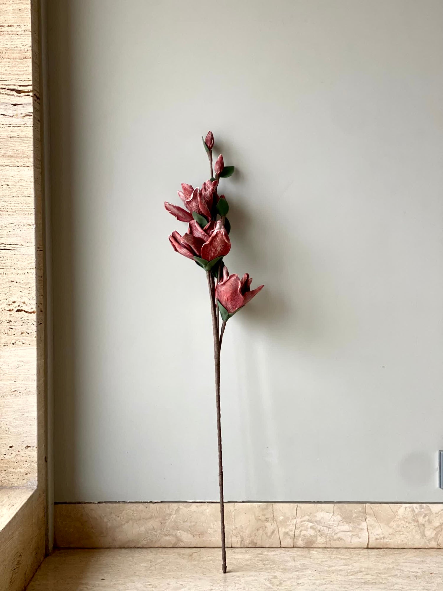 Artificial Butterfly Orchid Stem (One Stem) - Coral