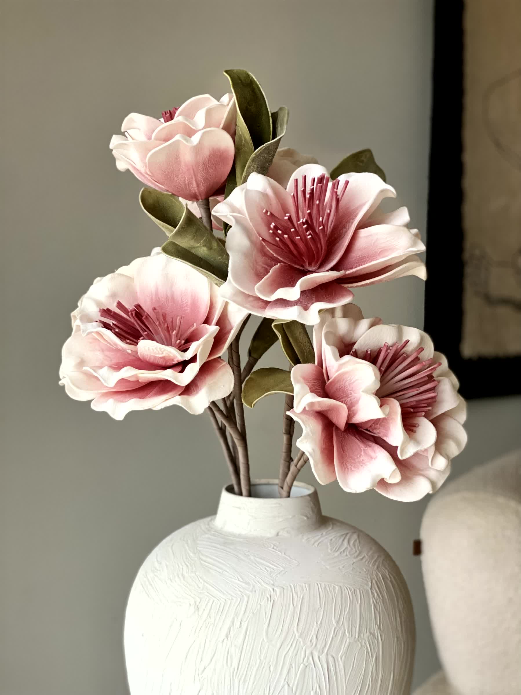 Artificial Blush Magnolia Stem - Pink (One Stem)