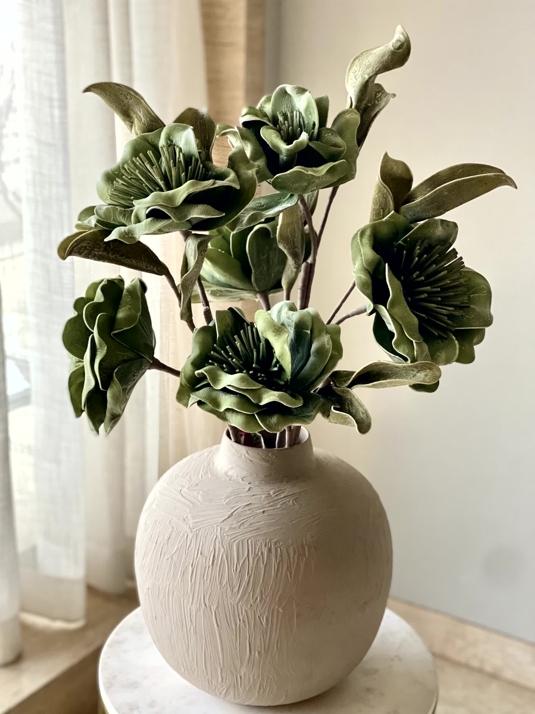 Artificial Blush Magnolia Stem - Green (One Stem)