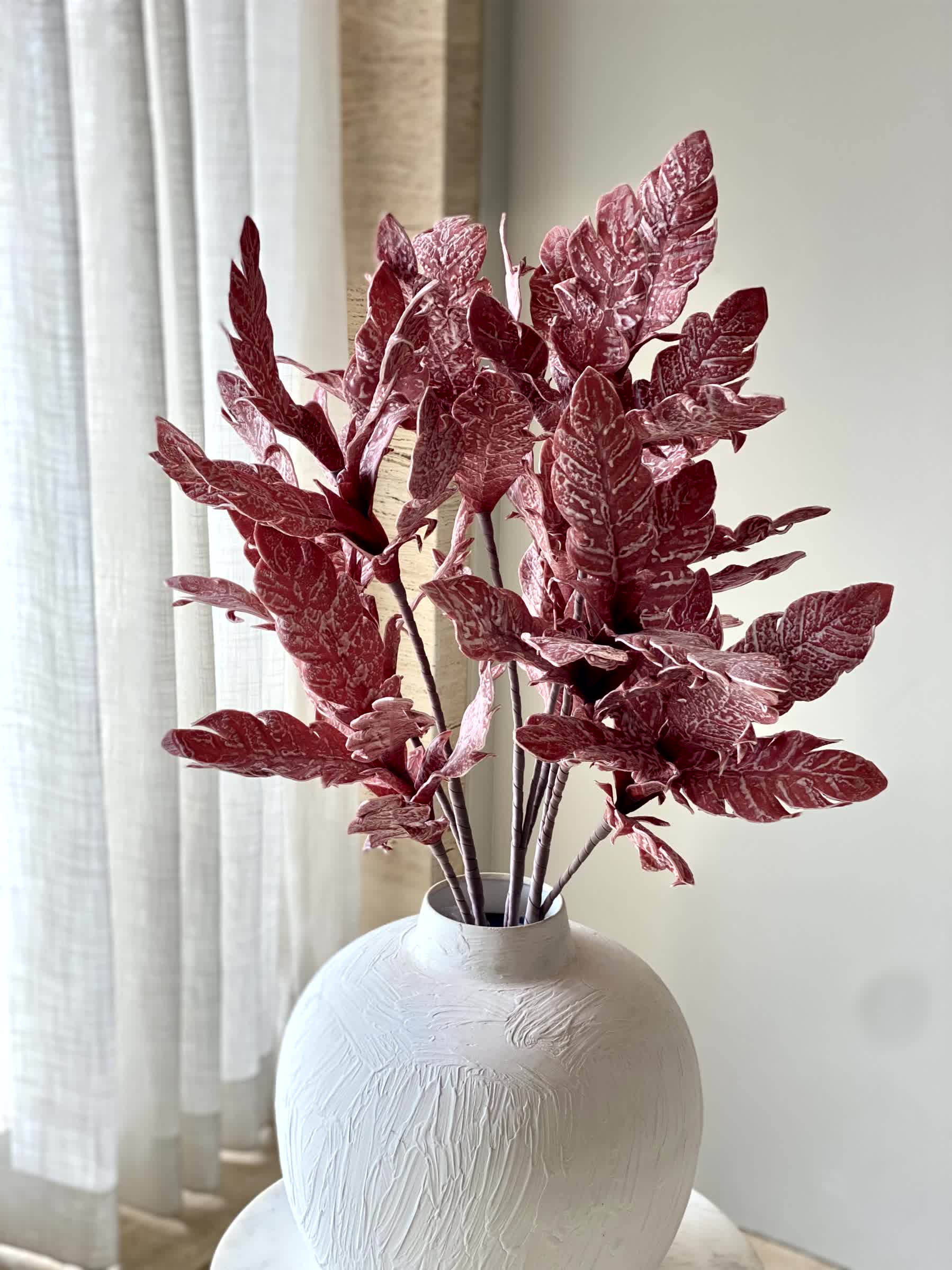 Artificial Gladolia Leaf Stem - Maroon (One Stem)