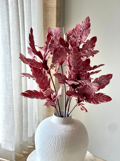 Artificial Gladolia Leaf Stem - Maroon (One Stem)