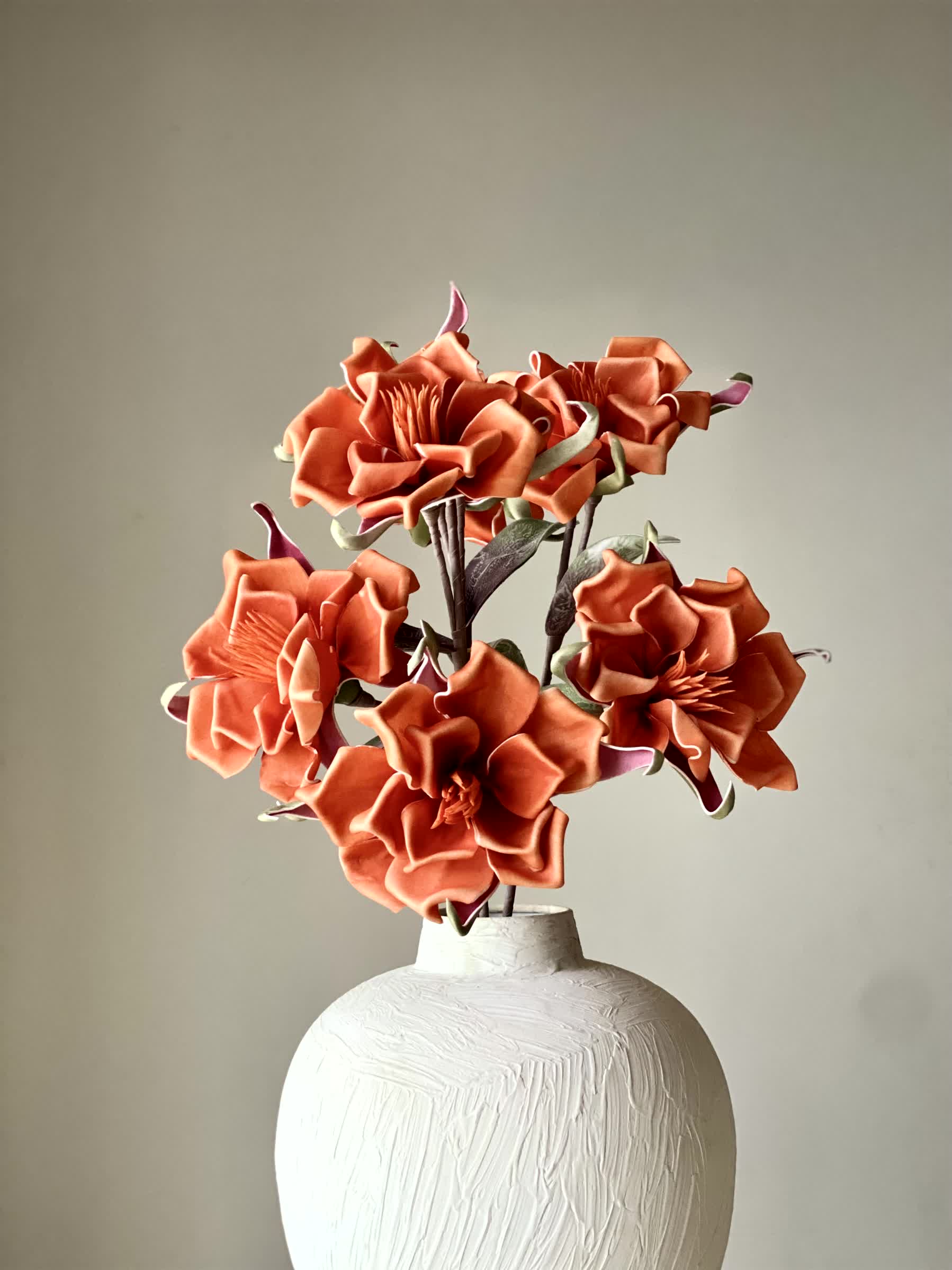 Artificial Origami Rose - Orange (One Stem)