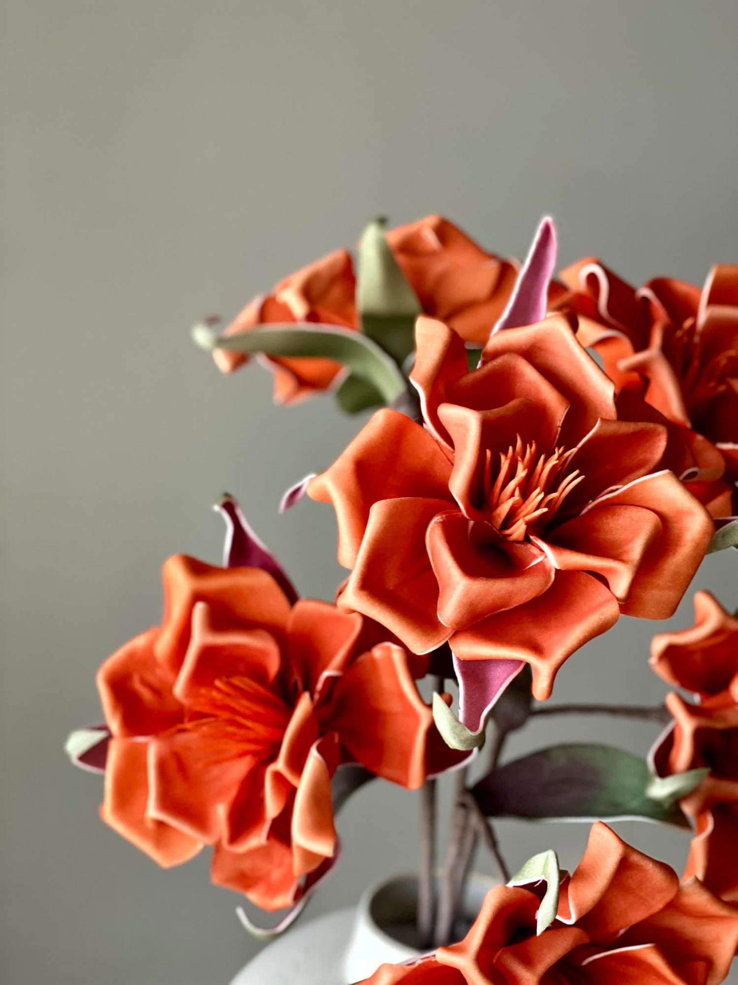 Artificial Origami Rose - Orange (One Stem)