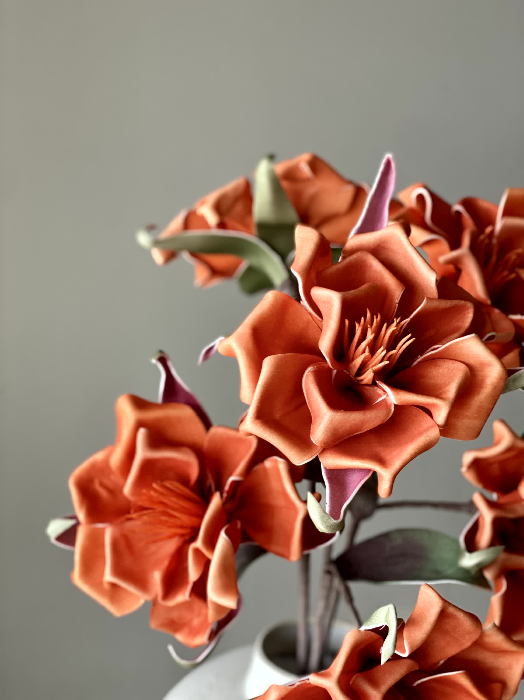 Artificial Origami Rose - Orange (One Stem)