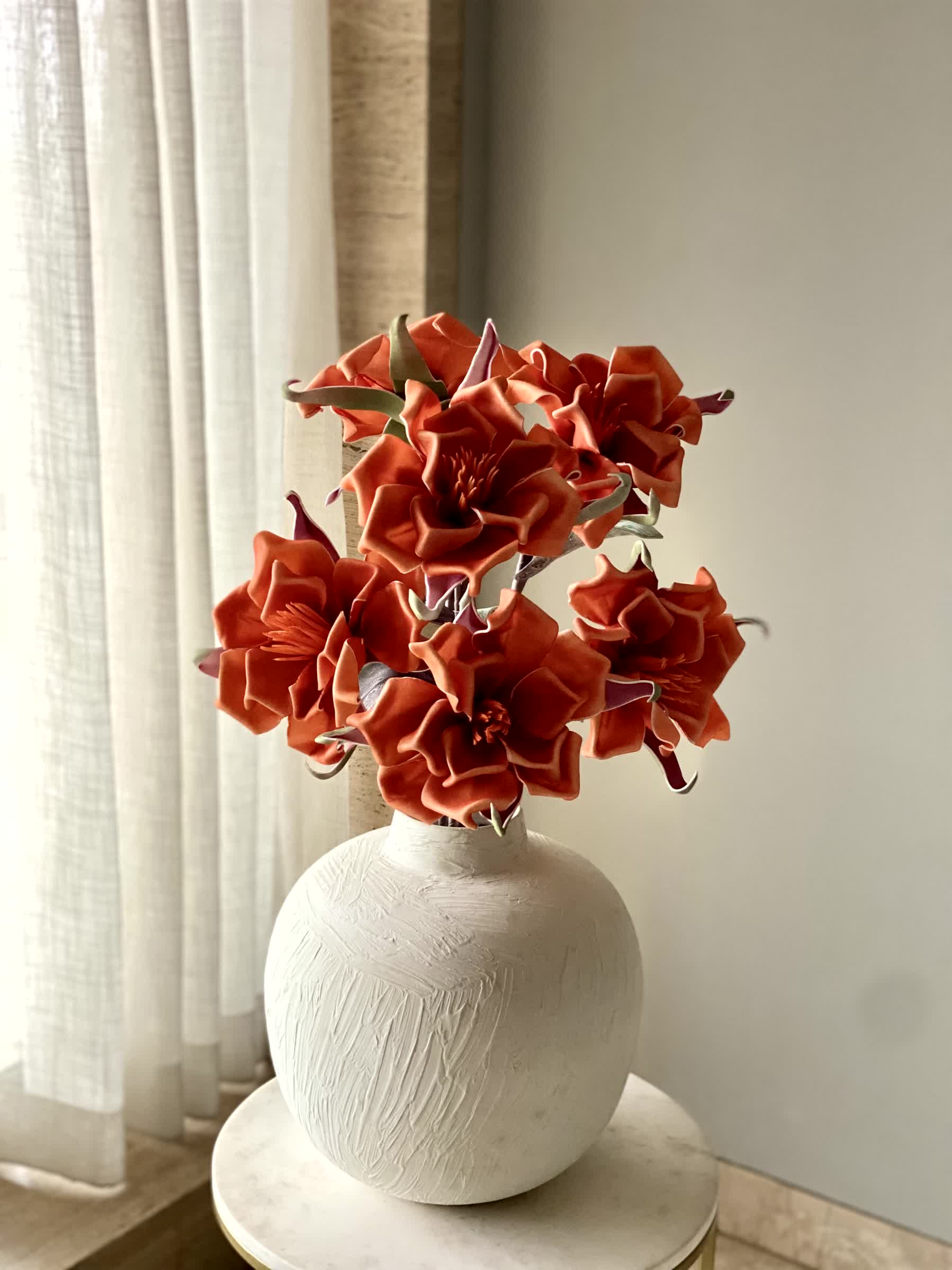 Artificial Origami Rose - Orange (One Stem)