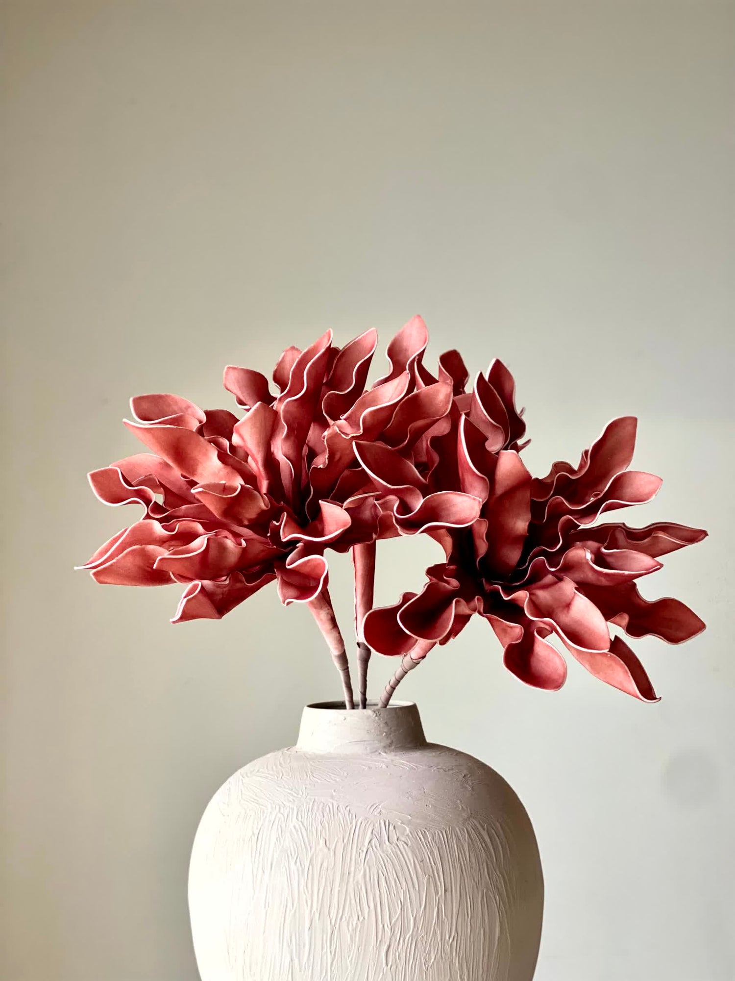 Artificial Hydrangea Stem - Coral (One Stem)