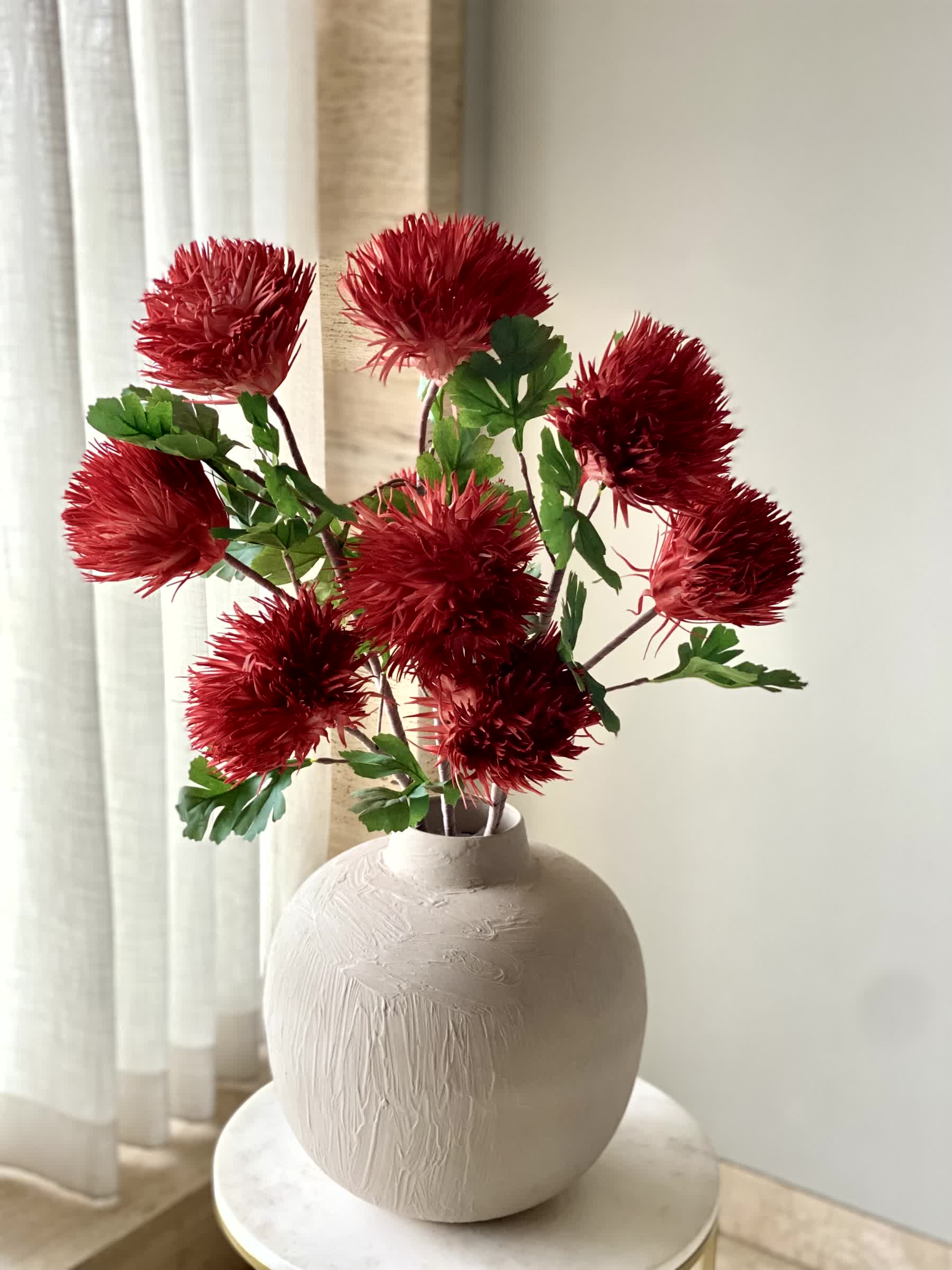 Artificial Chrysanthemum Stem - Red (One Stem)