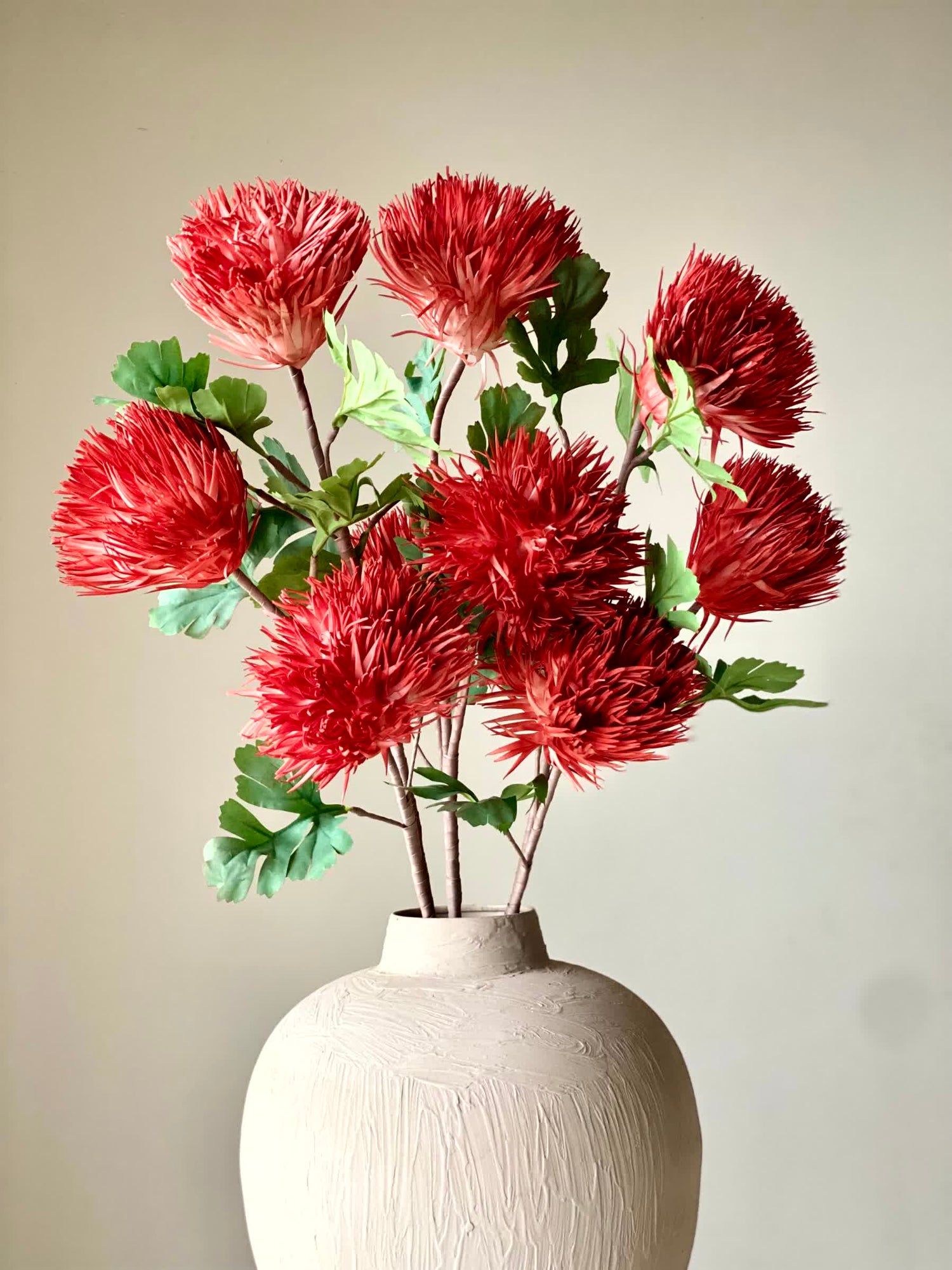 Artificial Chrysanthemum Stem - Red (One Stem)