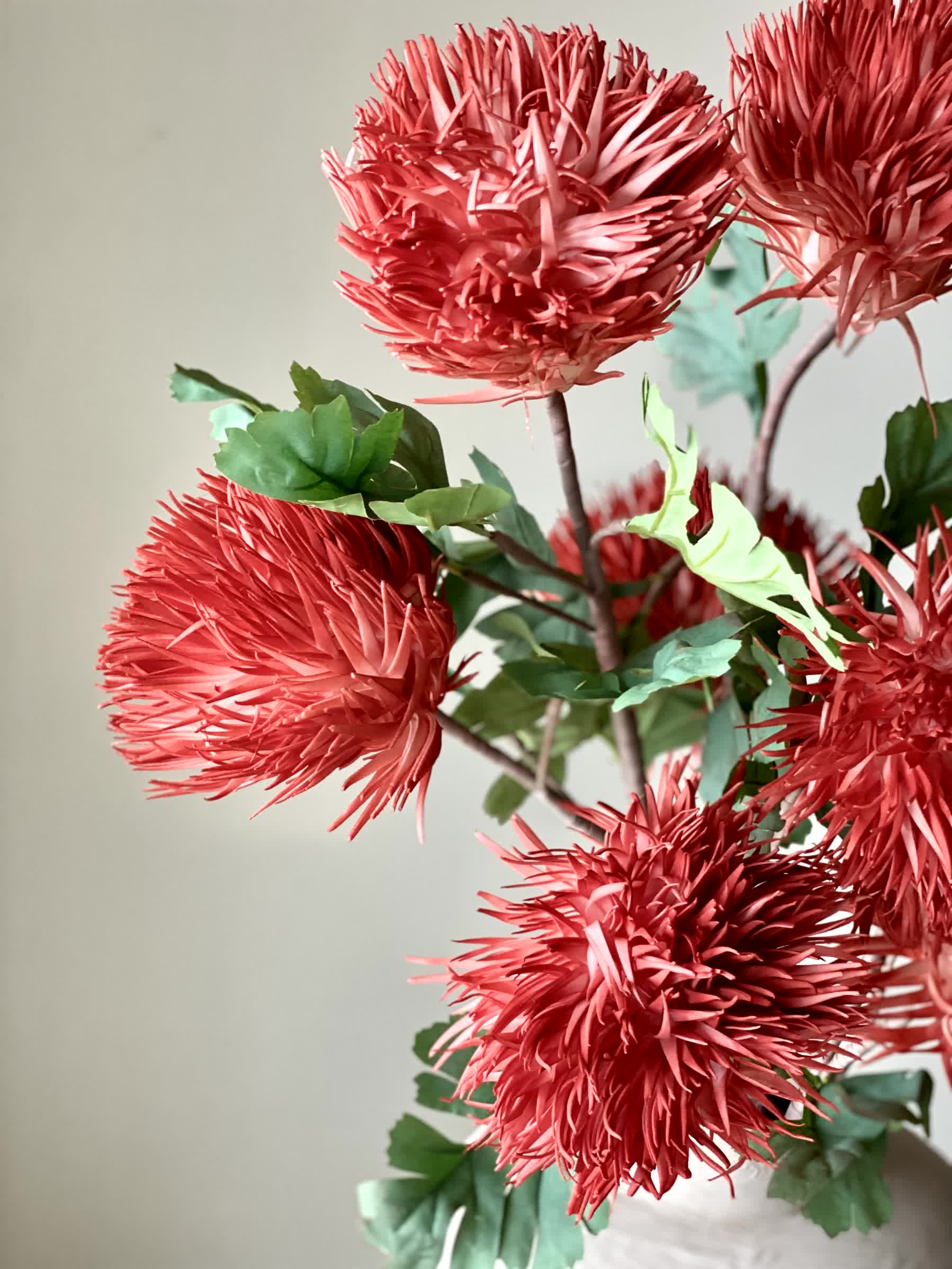 Artificial Chrysanthemum Stem - Red (One Stem)