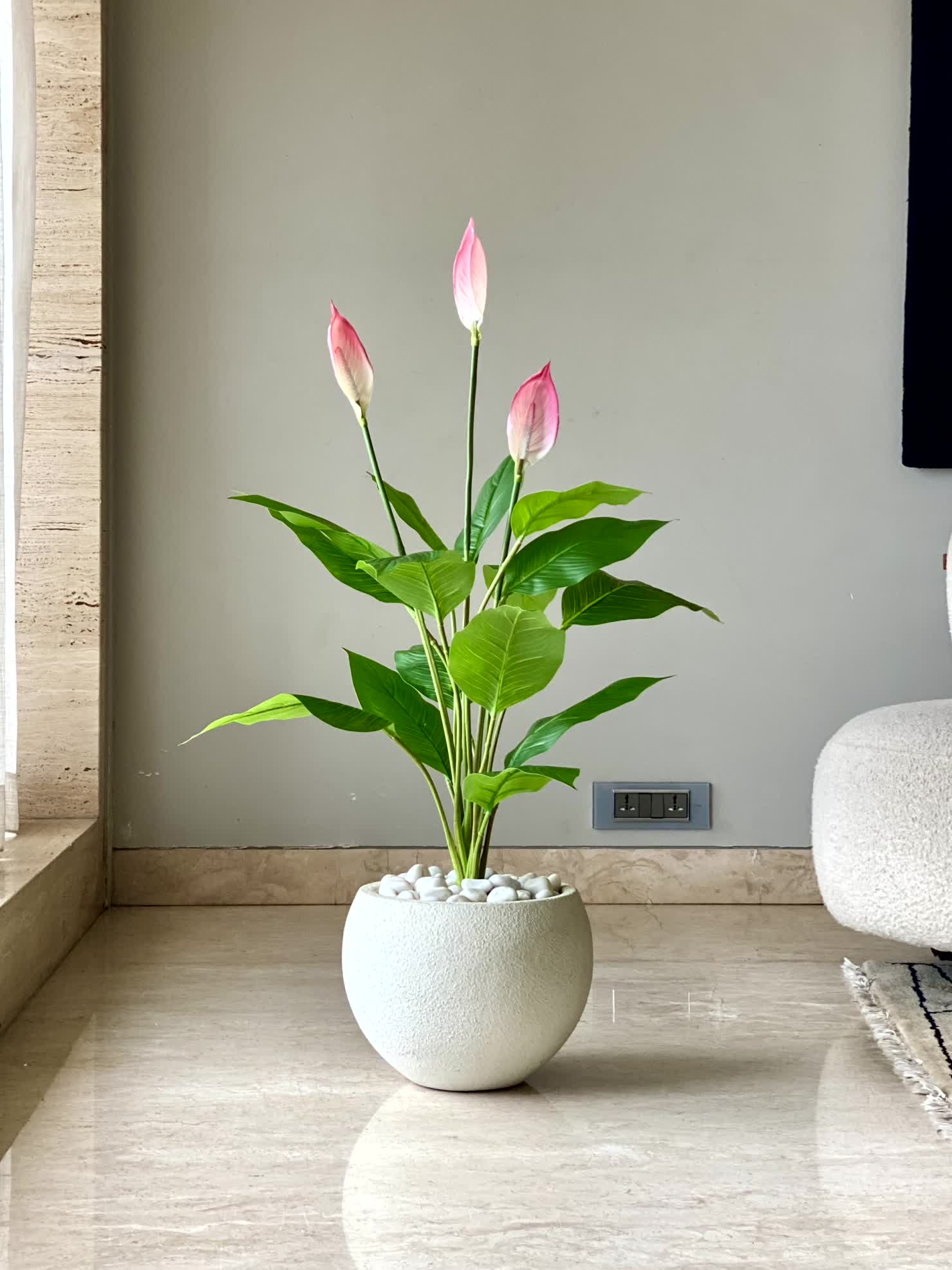 Artificial Pink Peace Lily Plant - 3.4 Feet