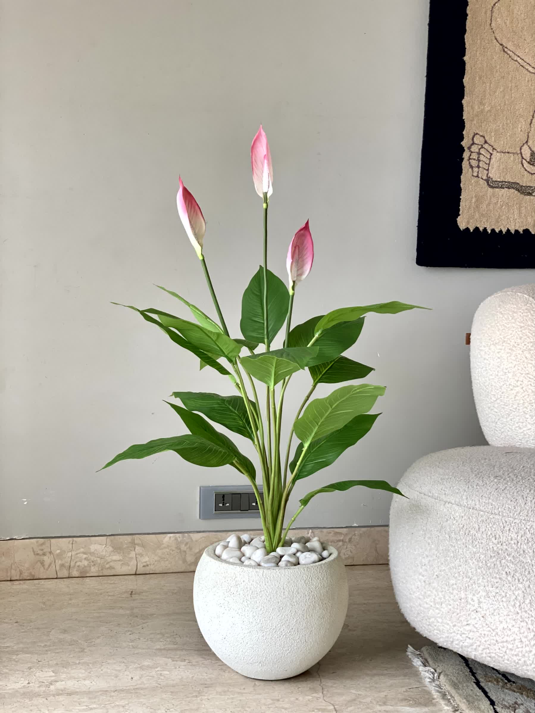 Artificial Pink Peace Lily Plant - 3.4 Feet