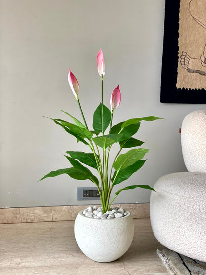 Artificial Pink Peace Lily Plant - 3.4 Feet