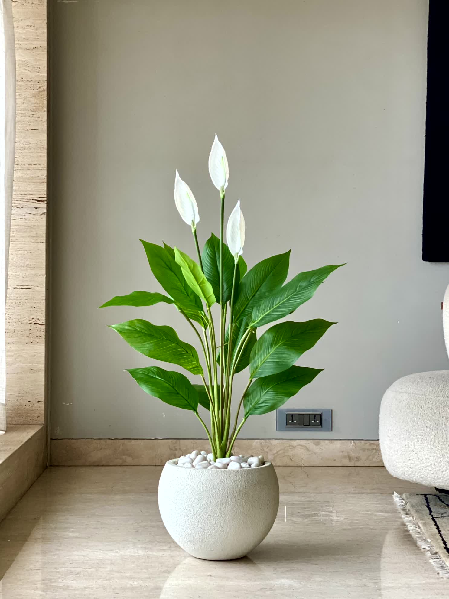 Artificial White Peace Lily Plant - 3.4 Feet