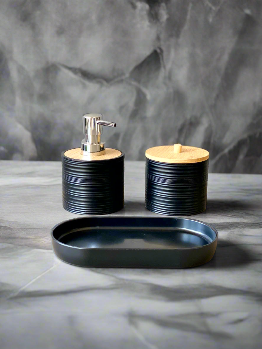 Amun Bathroom Set - Black (Set of 3)