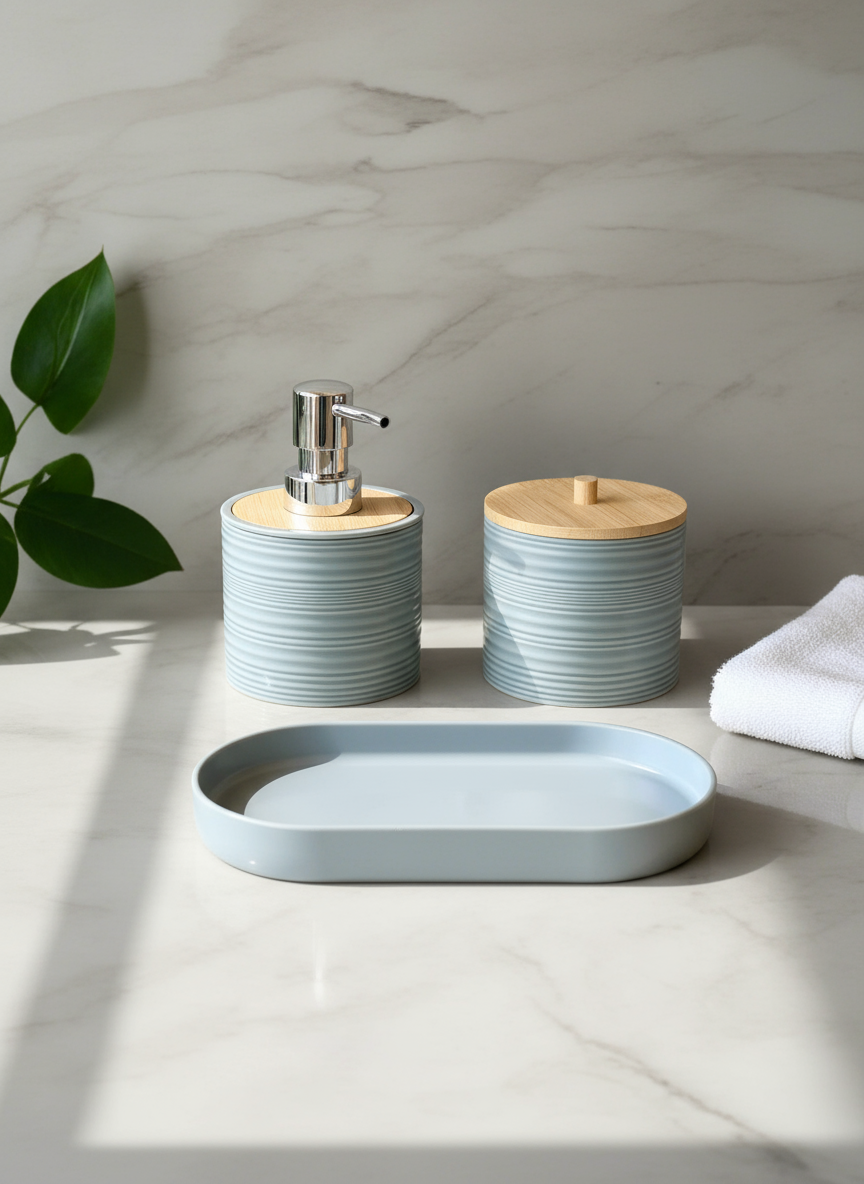 Amun Bathroom Set - Grey  (Set of 3)