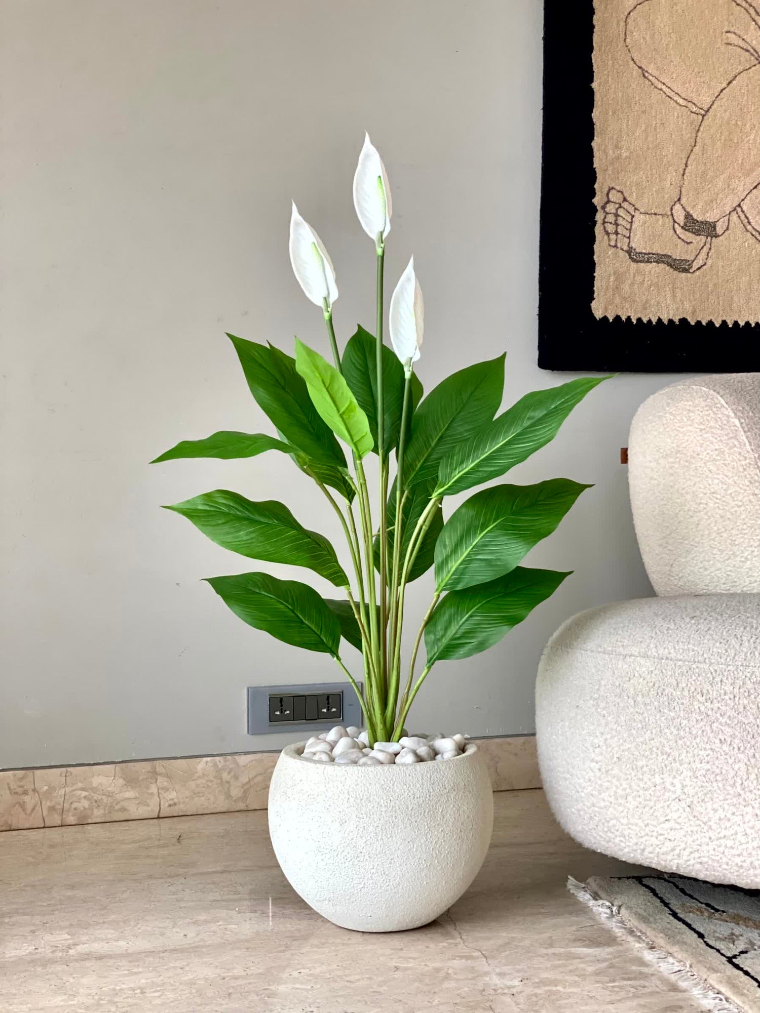 Artificial White Peace Lily Plant - 3.4 Feet
