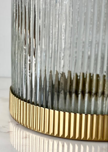 Fluted Glass Gold Vase - Dome