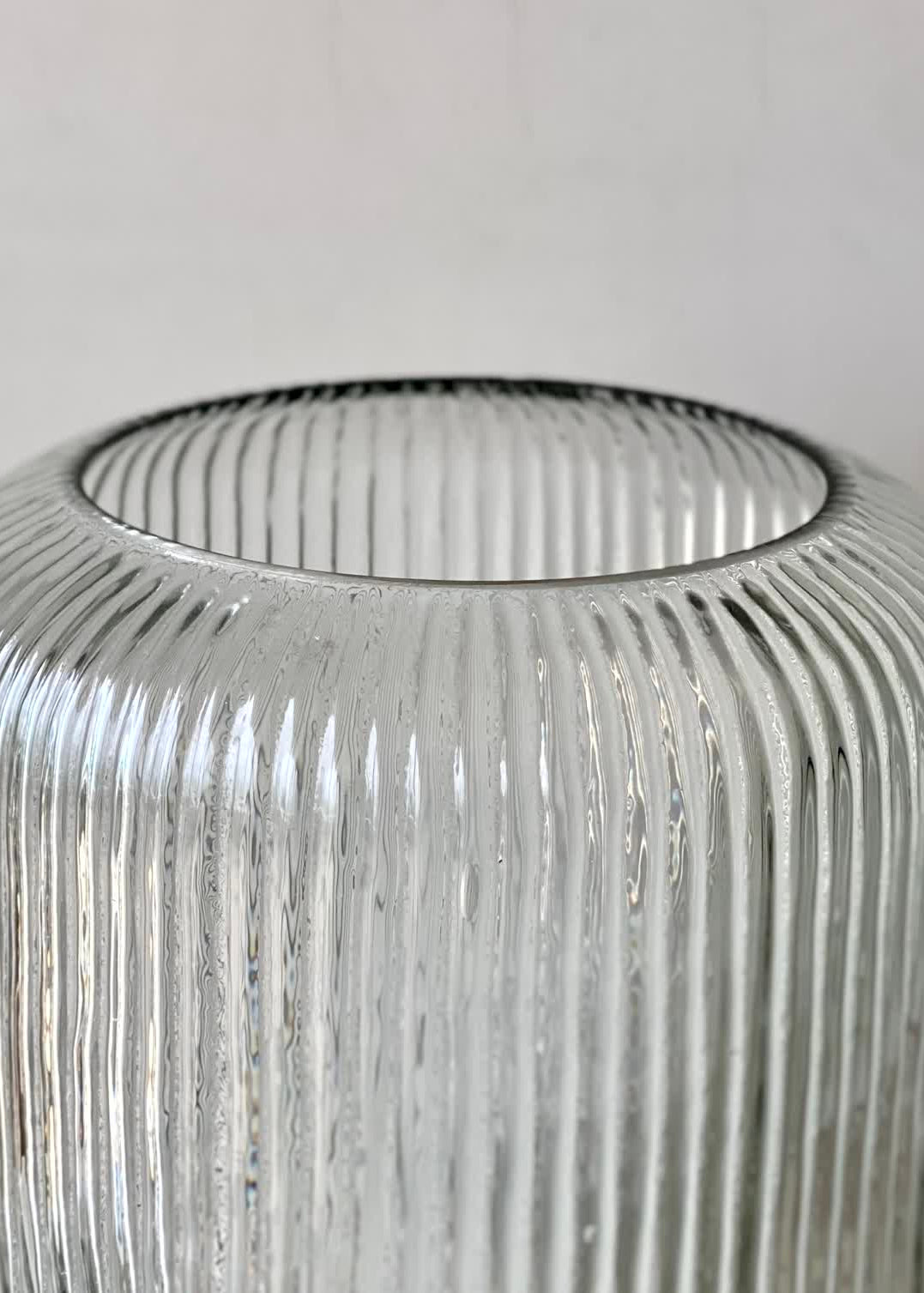 Fluted Glass Gold Vase - Dome