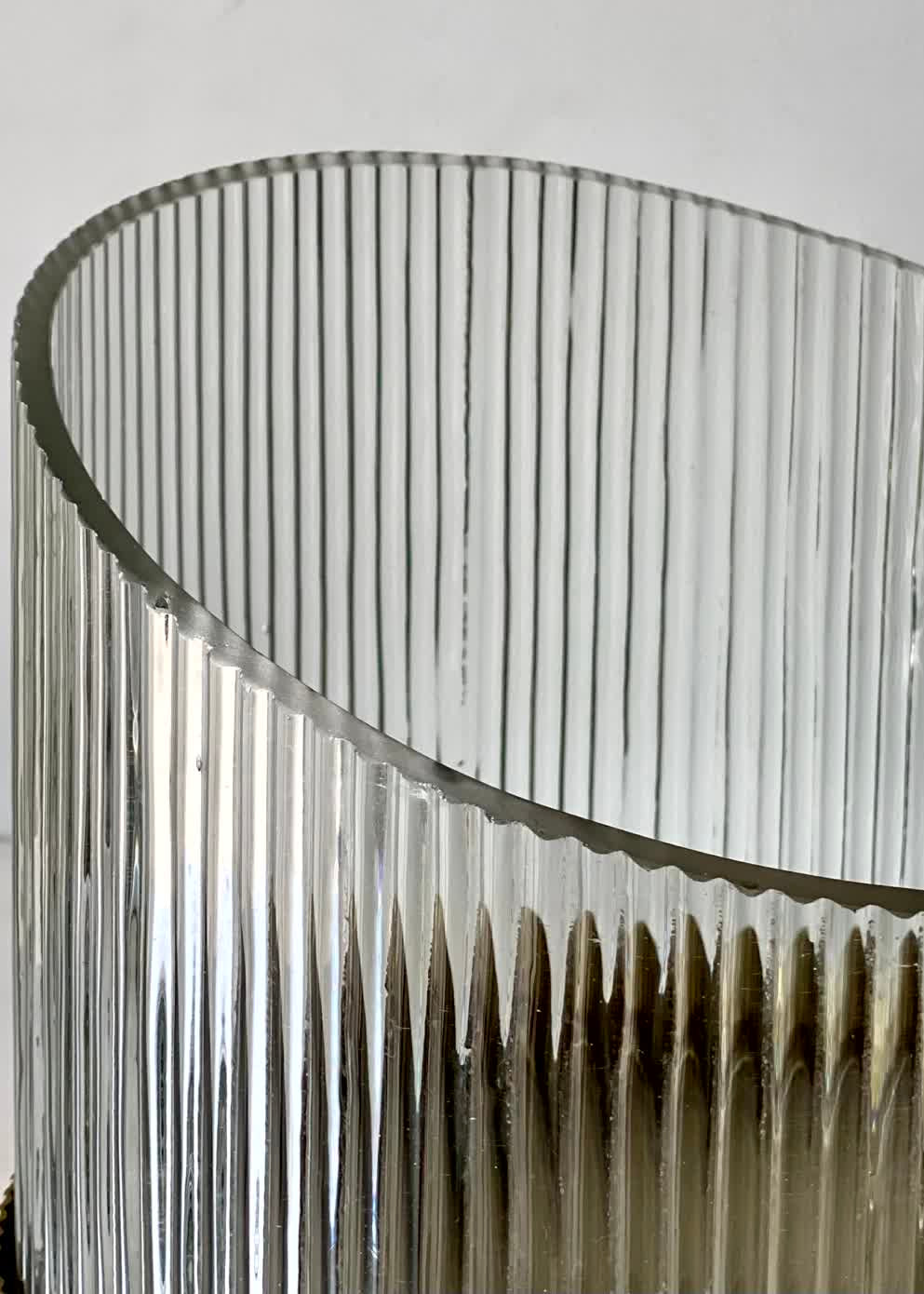 Fluted Glass Gold Vase - Wide