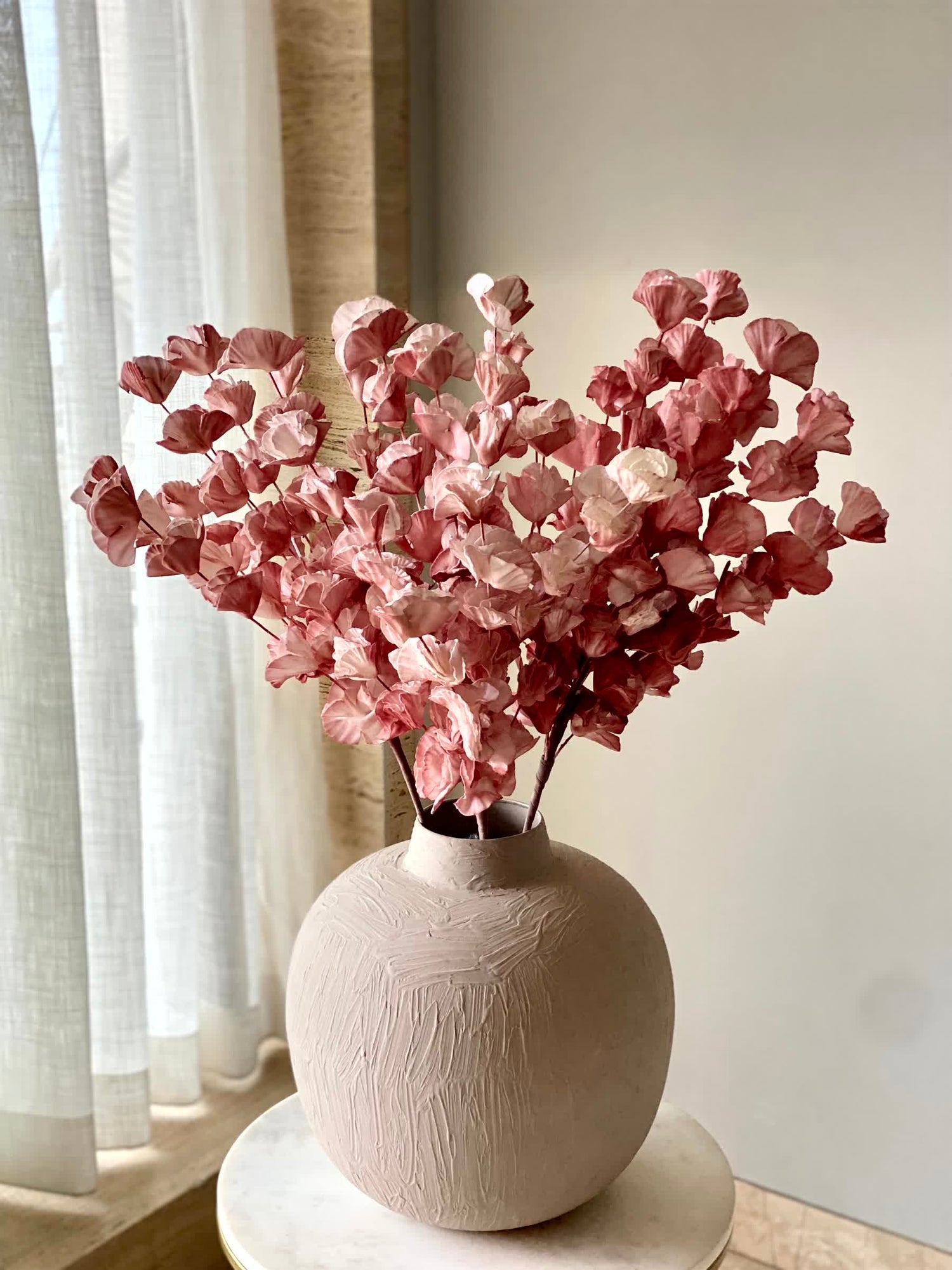 Artificial Eucalyptus Flower Bunch (One Stem) - Dark Pink