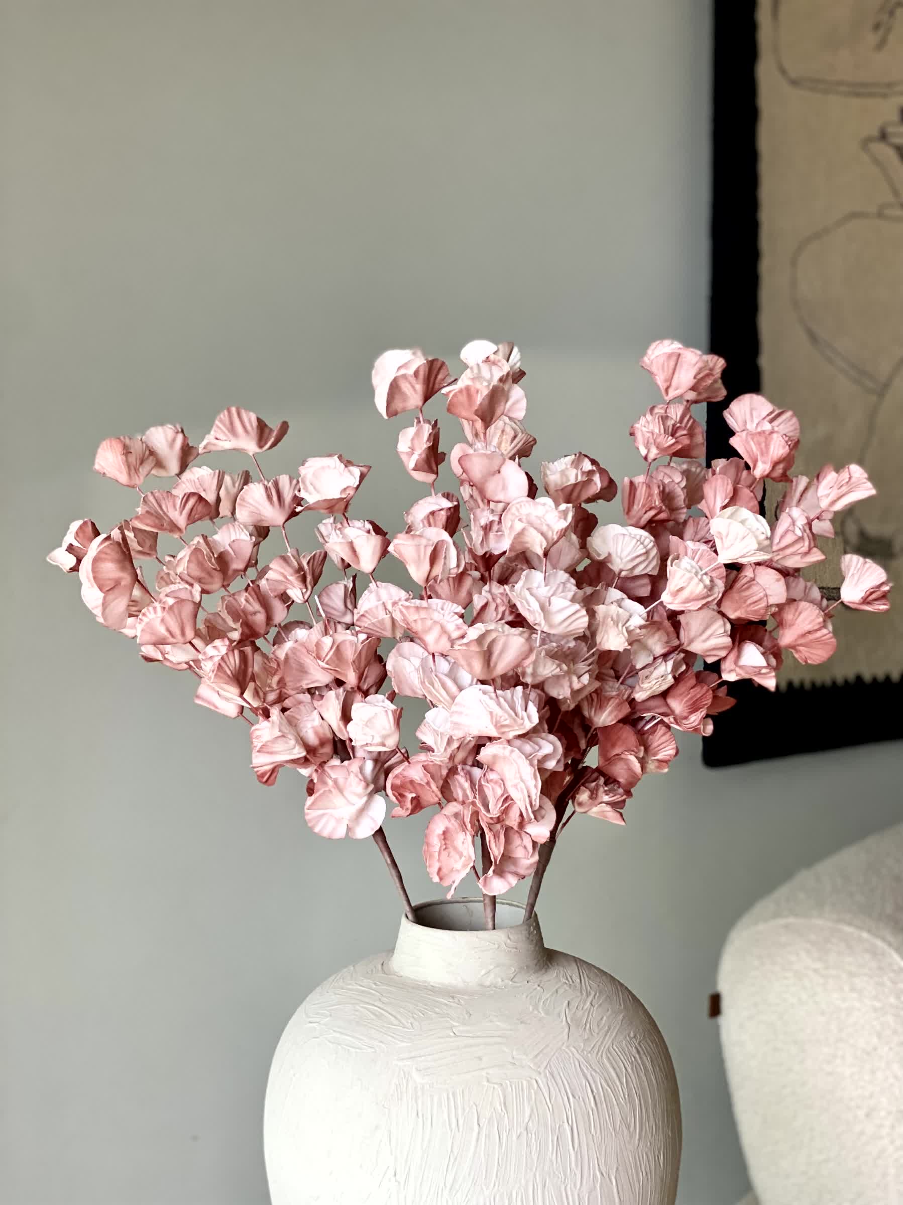 Artificial Eucalyptus Flower Bunch (One Stem) - Dark Pink