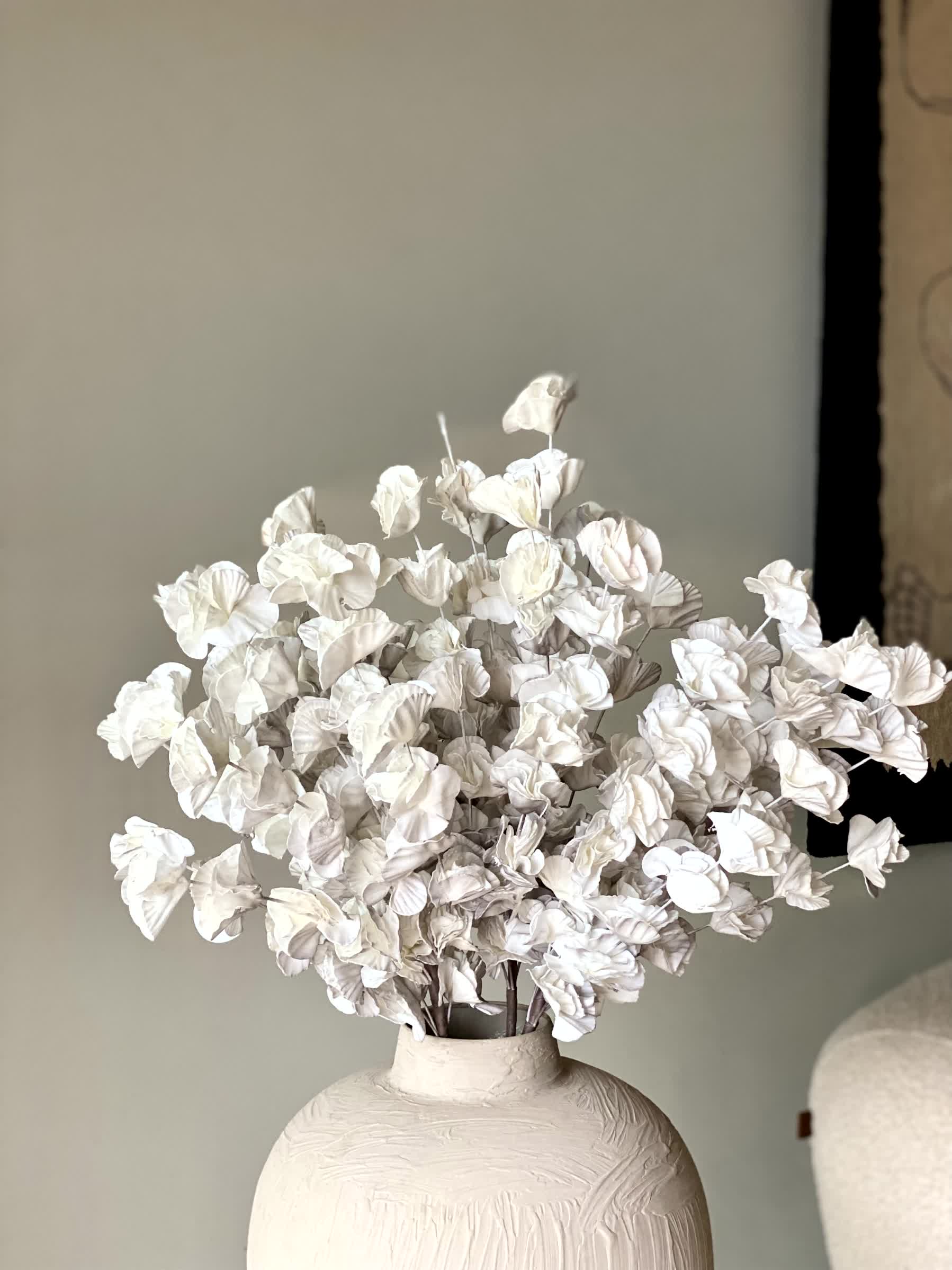 Artificial Eucalyptus Flower Bunch (One Stem) - Grey