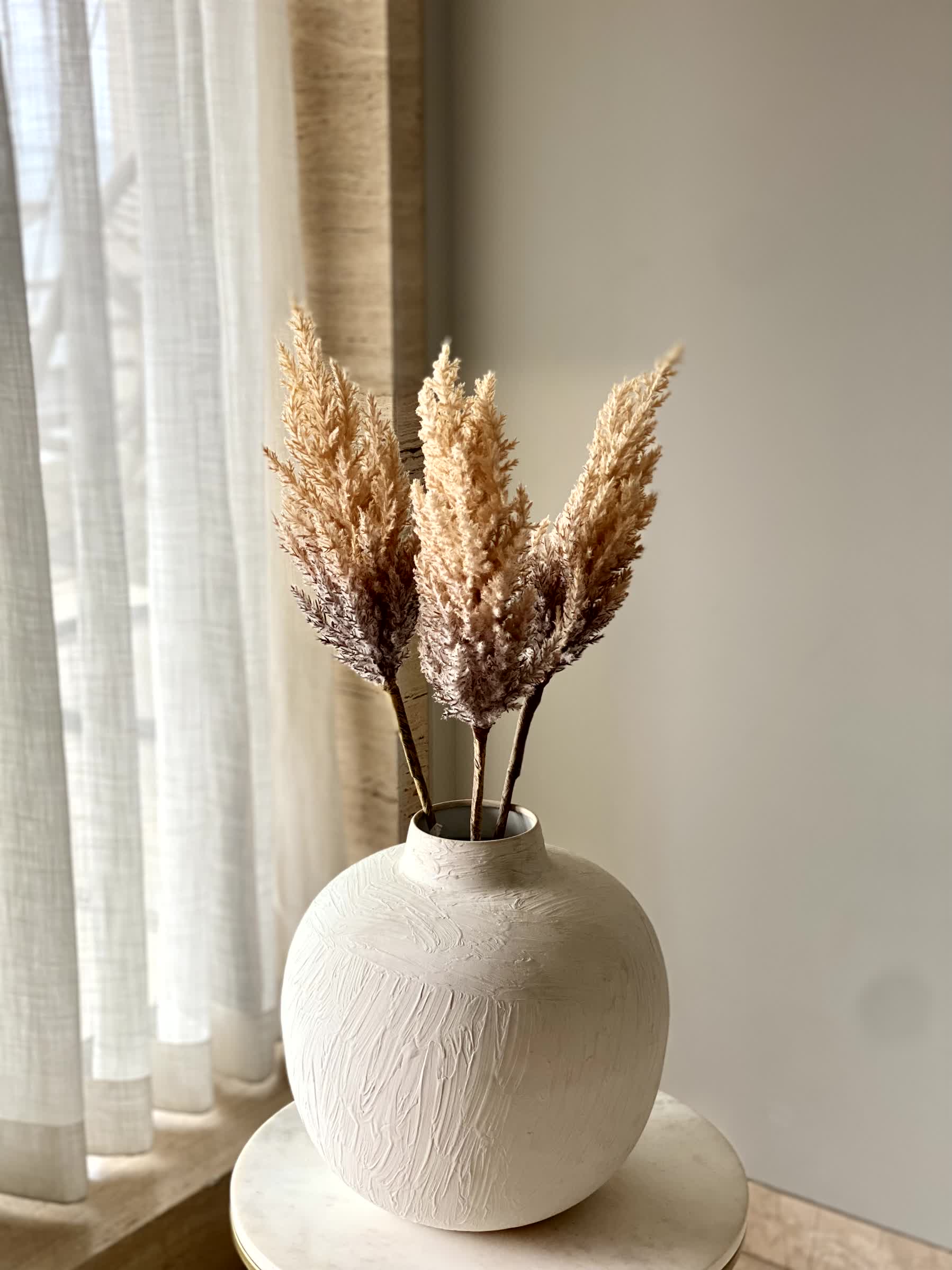 Artificial Wheat Silk Flower Stick (One Stem) - Beige (Short)