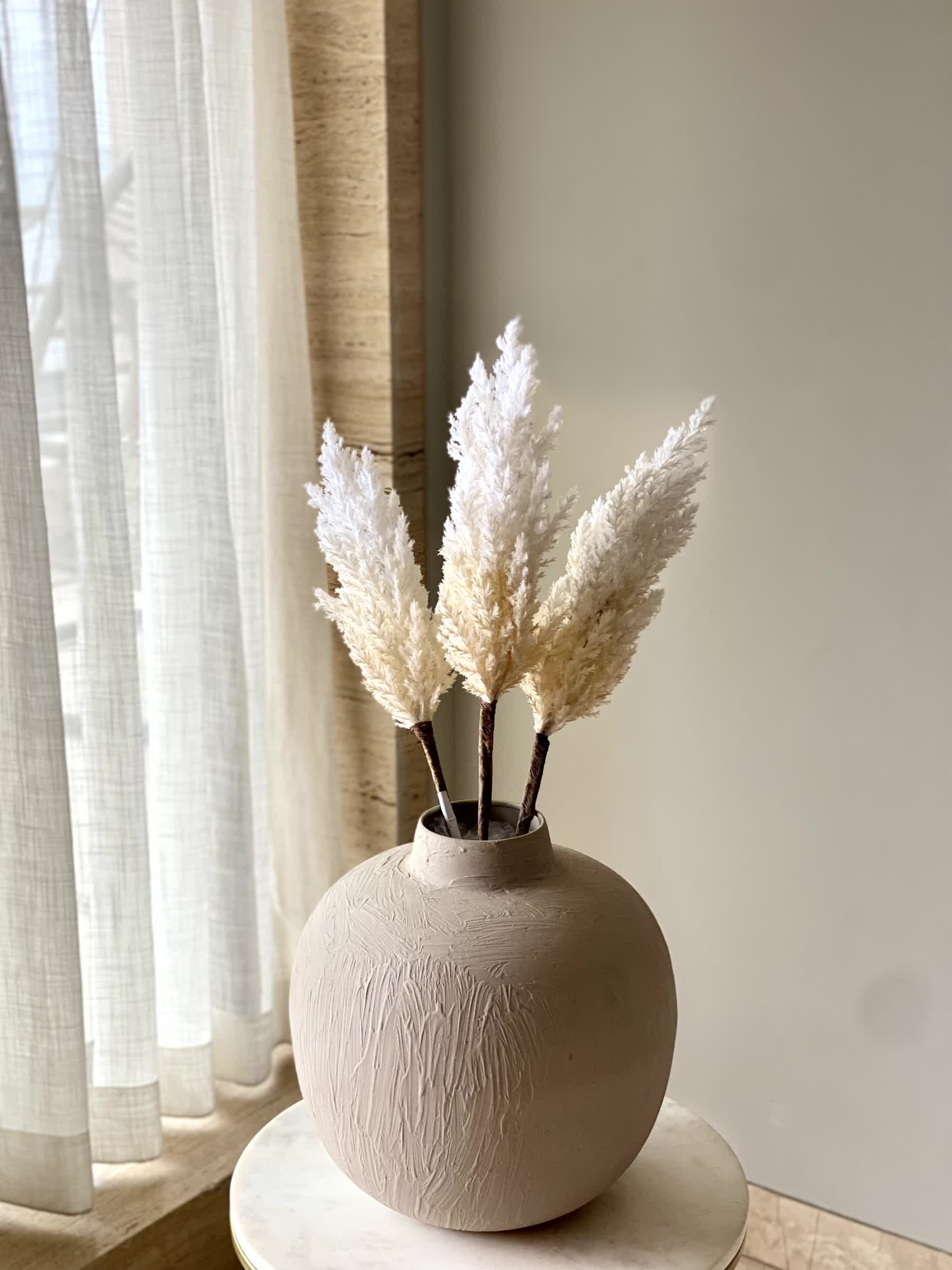 Artificial Wheat Silk Flower Stick (One Stem) - White (Short)