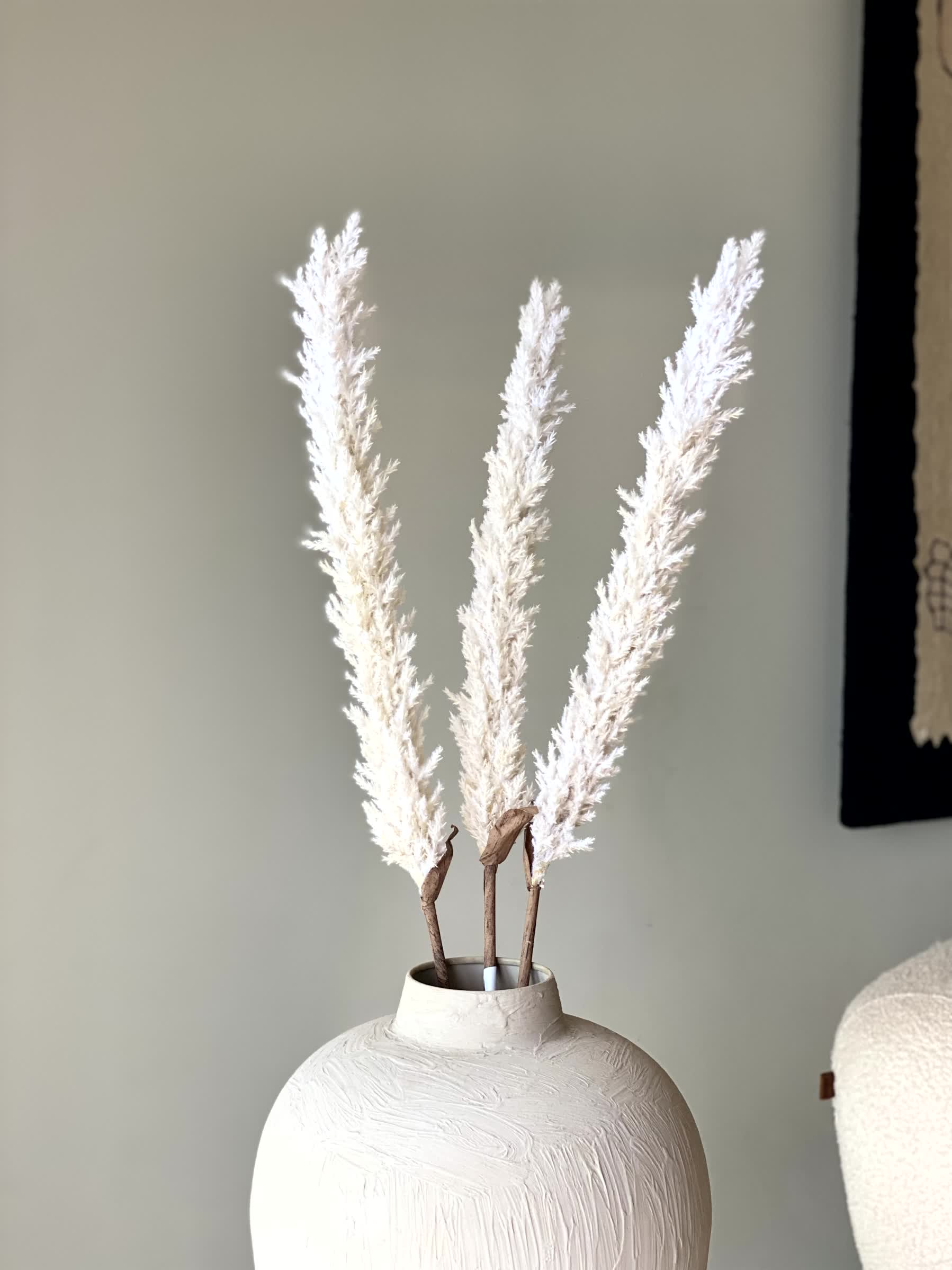 Artificial Wheat Silk Flower Stick (One Stem) - White (Tall)