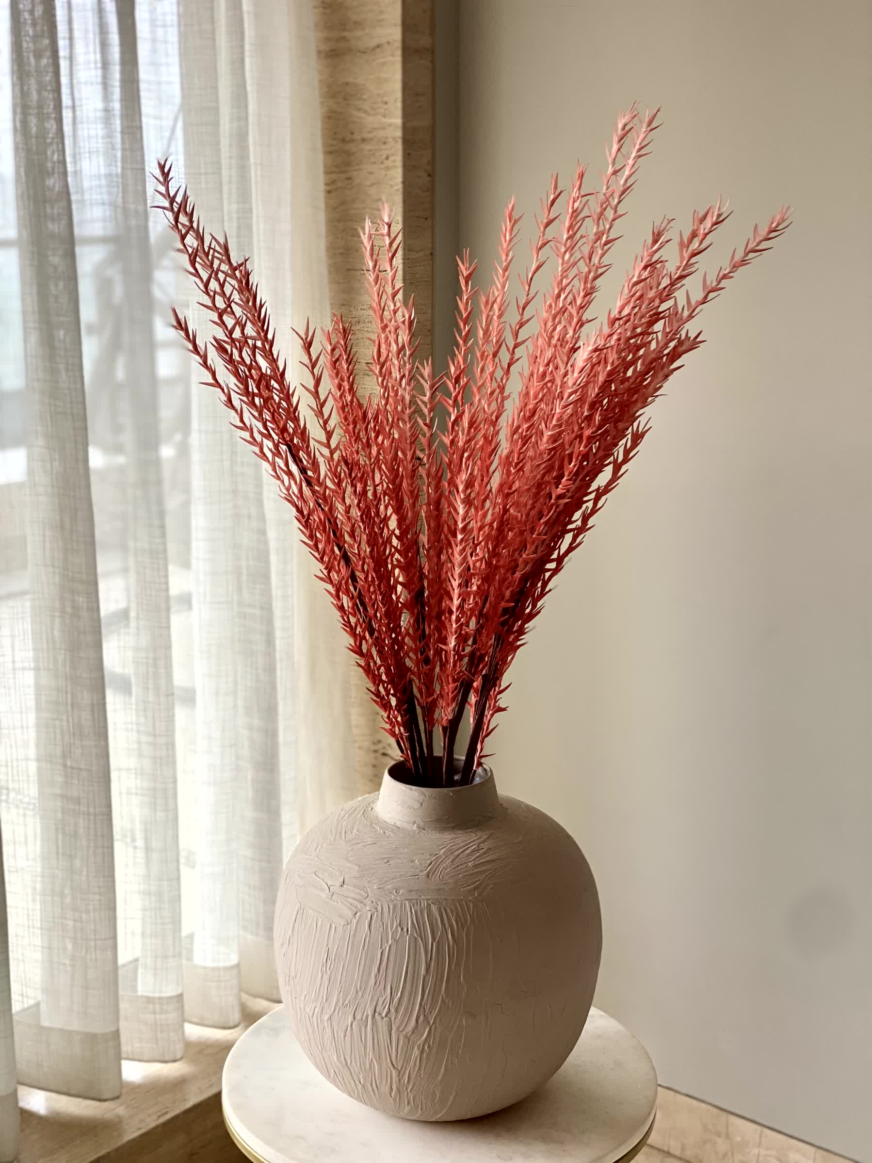 Artificial Pampas Grass (One Stem) - Orange