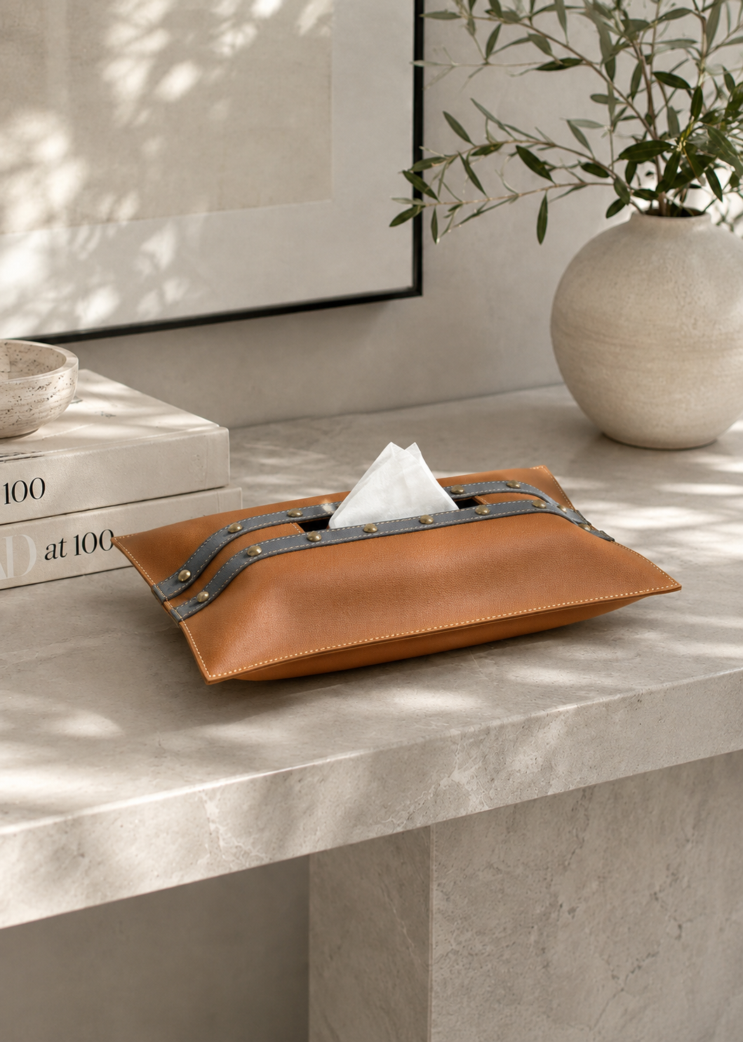 Tan &amp; Grey Tissue Cover