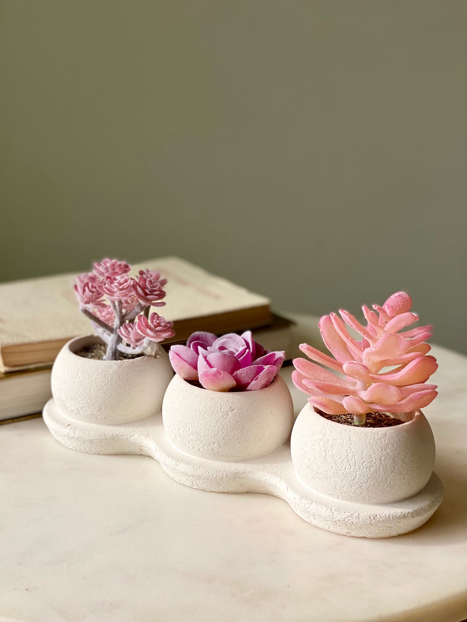 Artificial Pink Trio Succulents