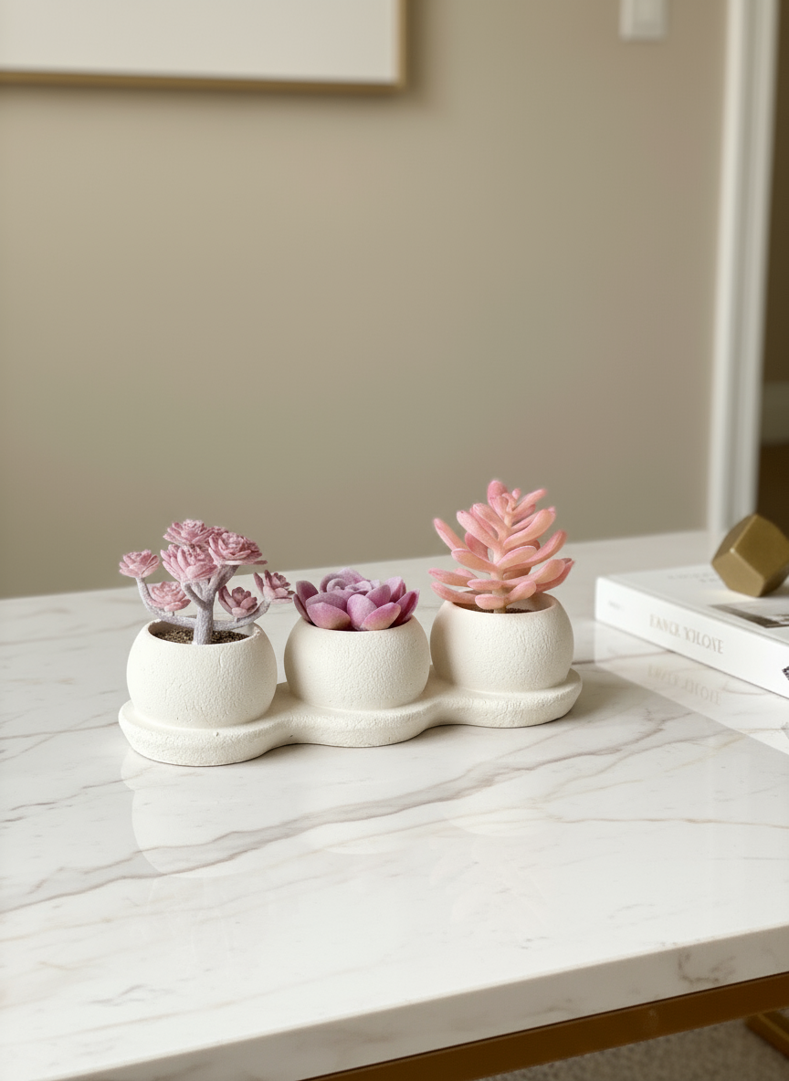 Artificial Pink Trio Succulents