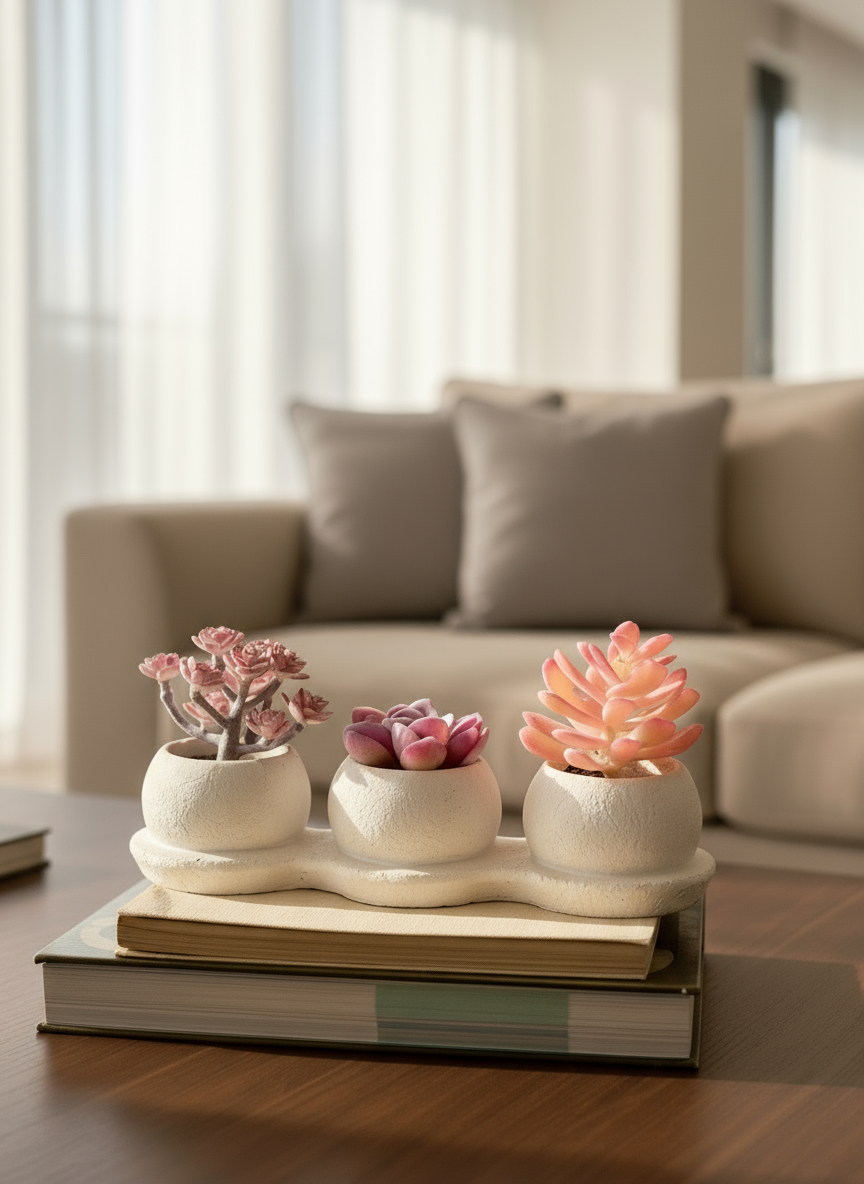 Artificial Pink Trio Succulents