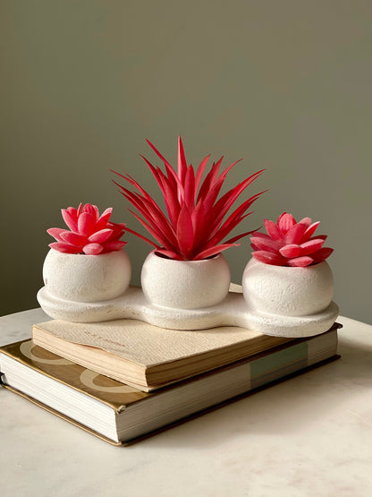 Artificial Red Trio Succulents