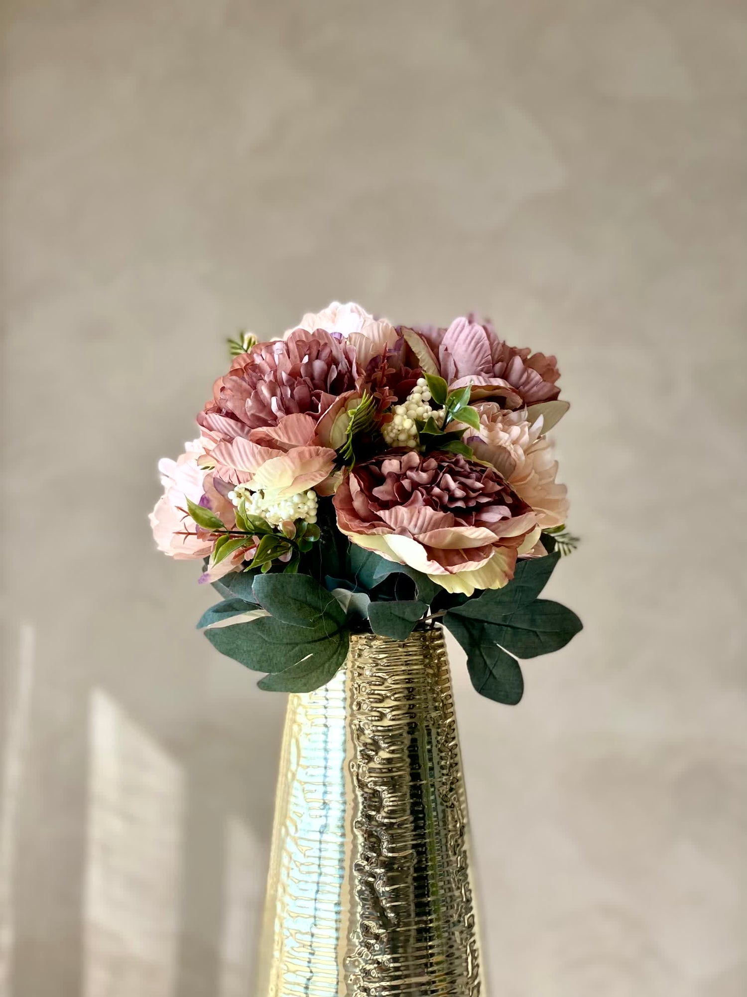 Artificial Peony Flower Bunch - Deep Pink